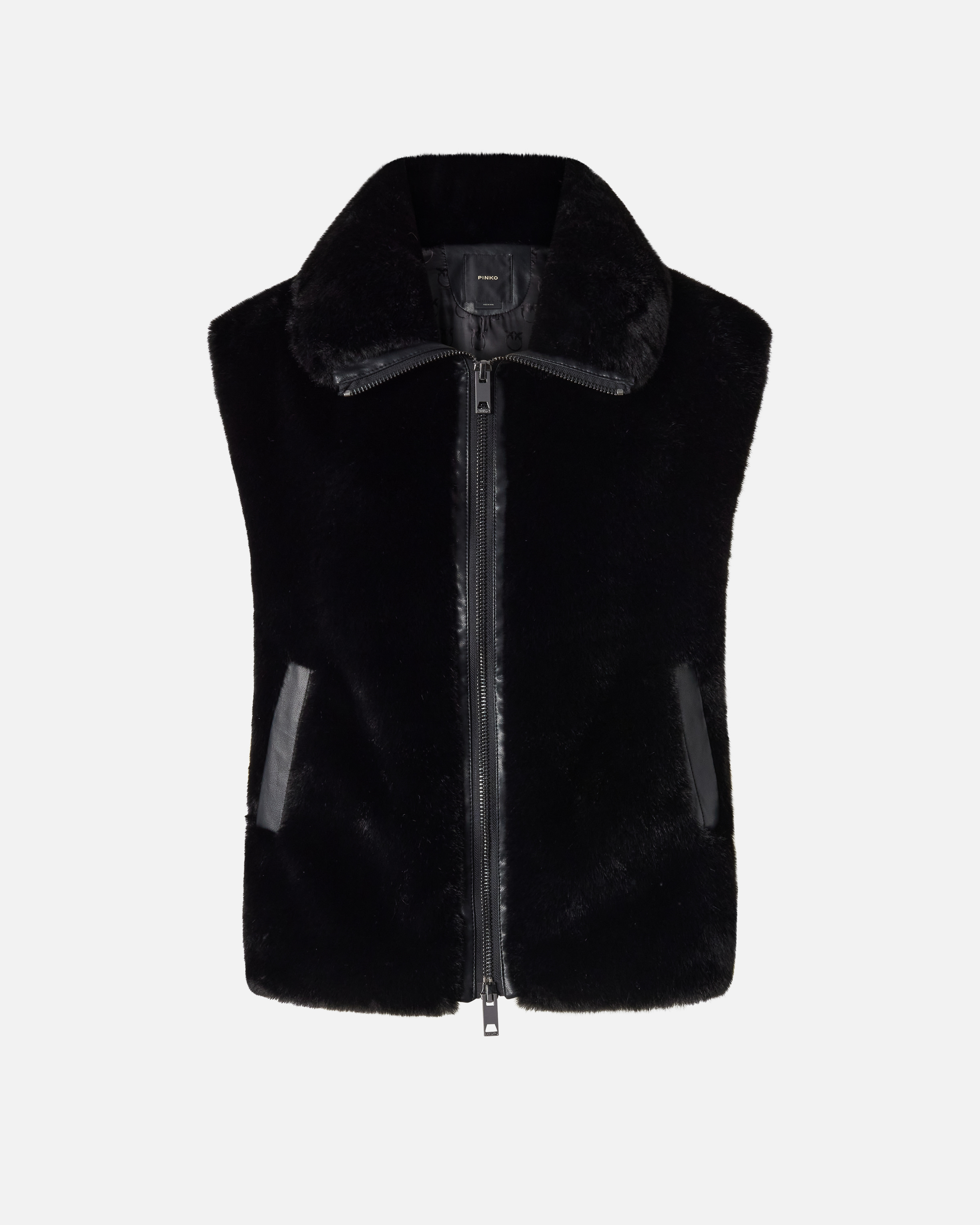 Zip-up faux fur vest PINKO