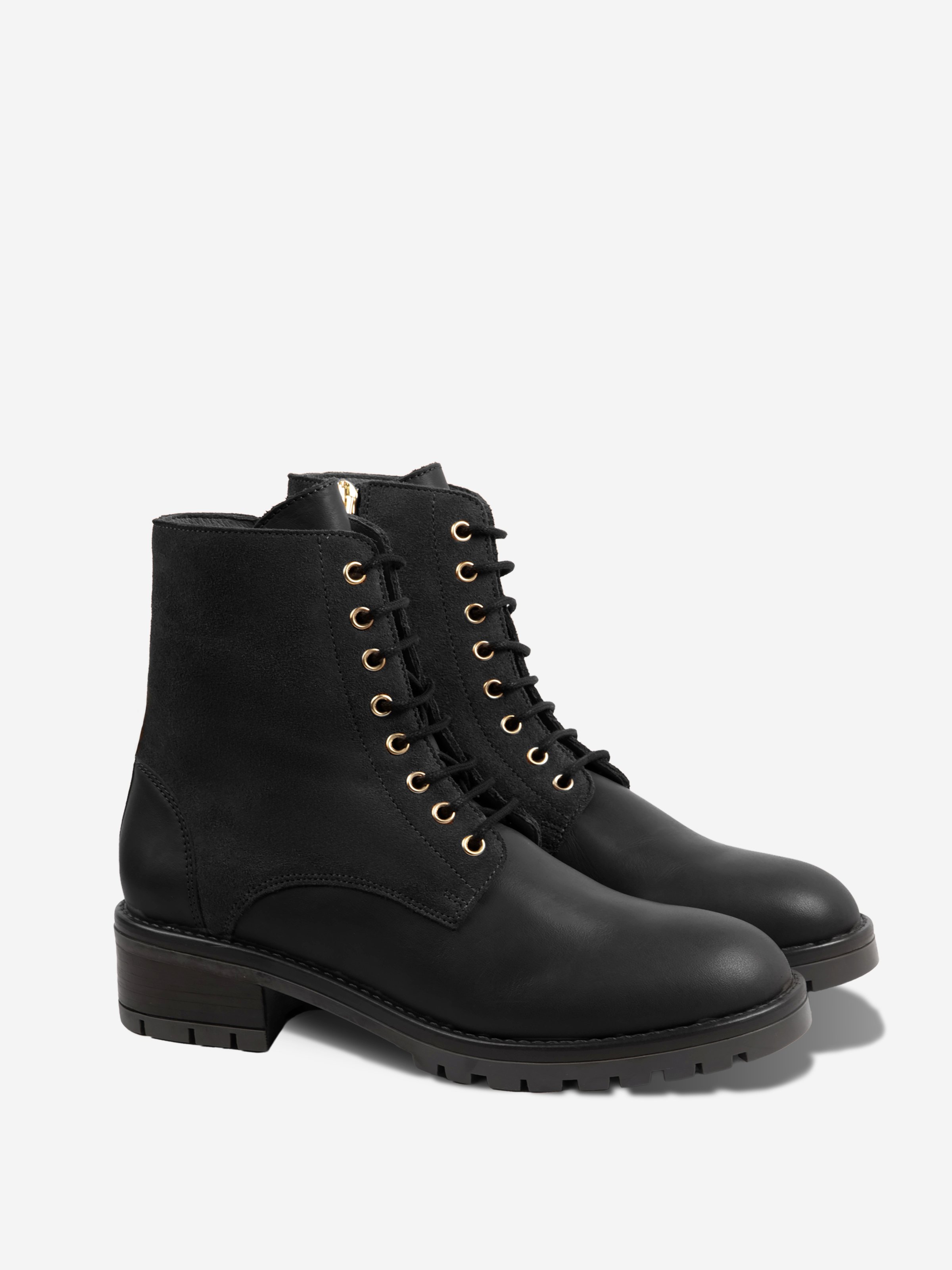 Lace-up ankle boots Romy in black suede and smooth leather JULES & JENN Black