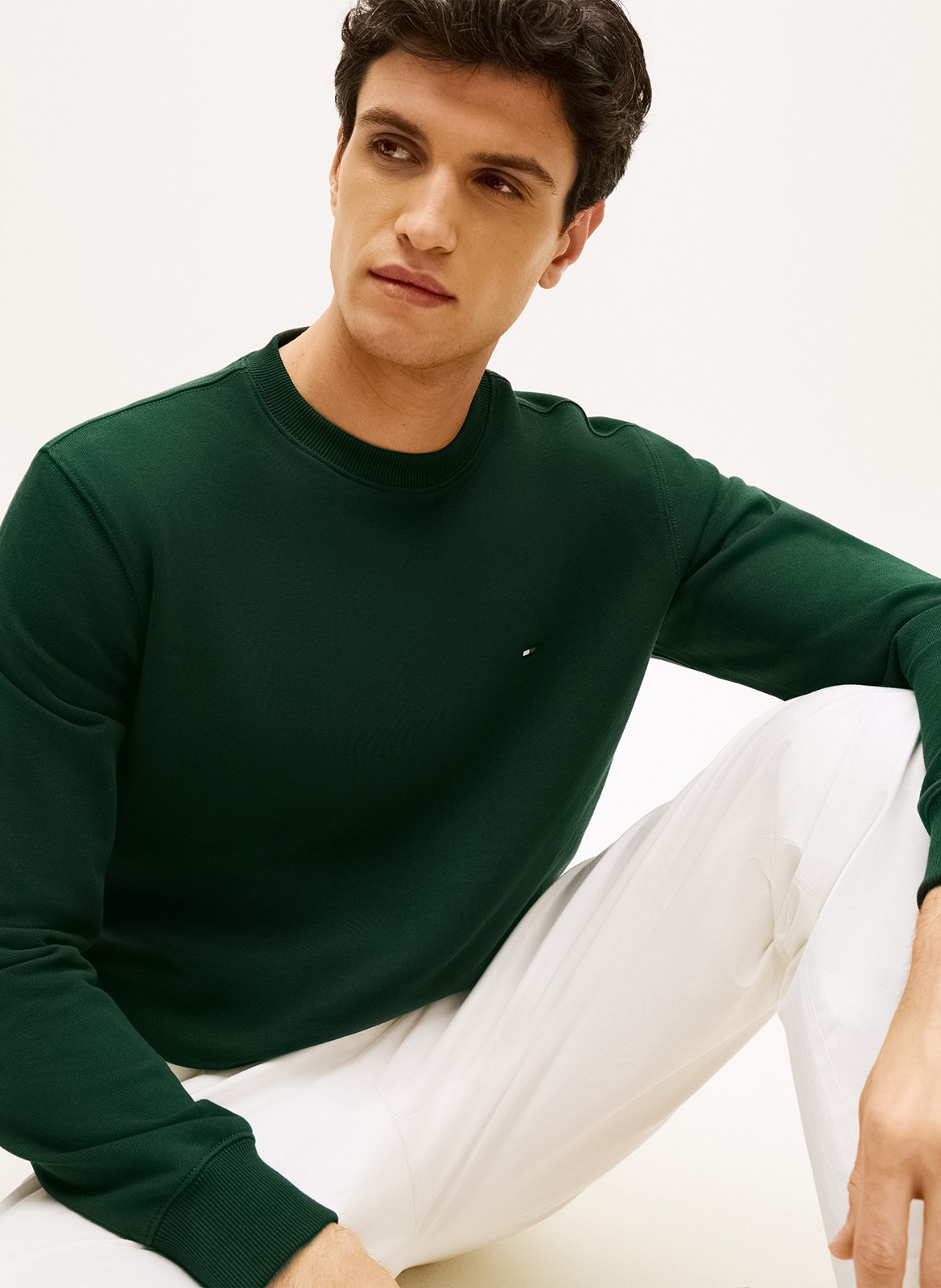 Oversized cotton sweatshirt with round neck TOMMY HILFIGER Green