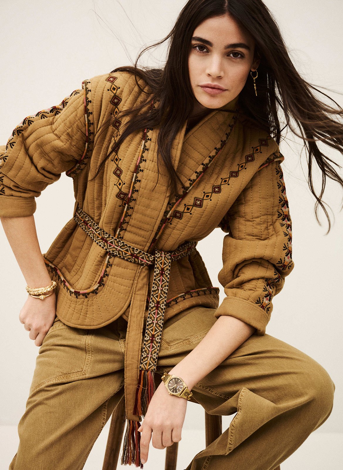 Veste col châle en coton BA&SH Marron