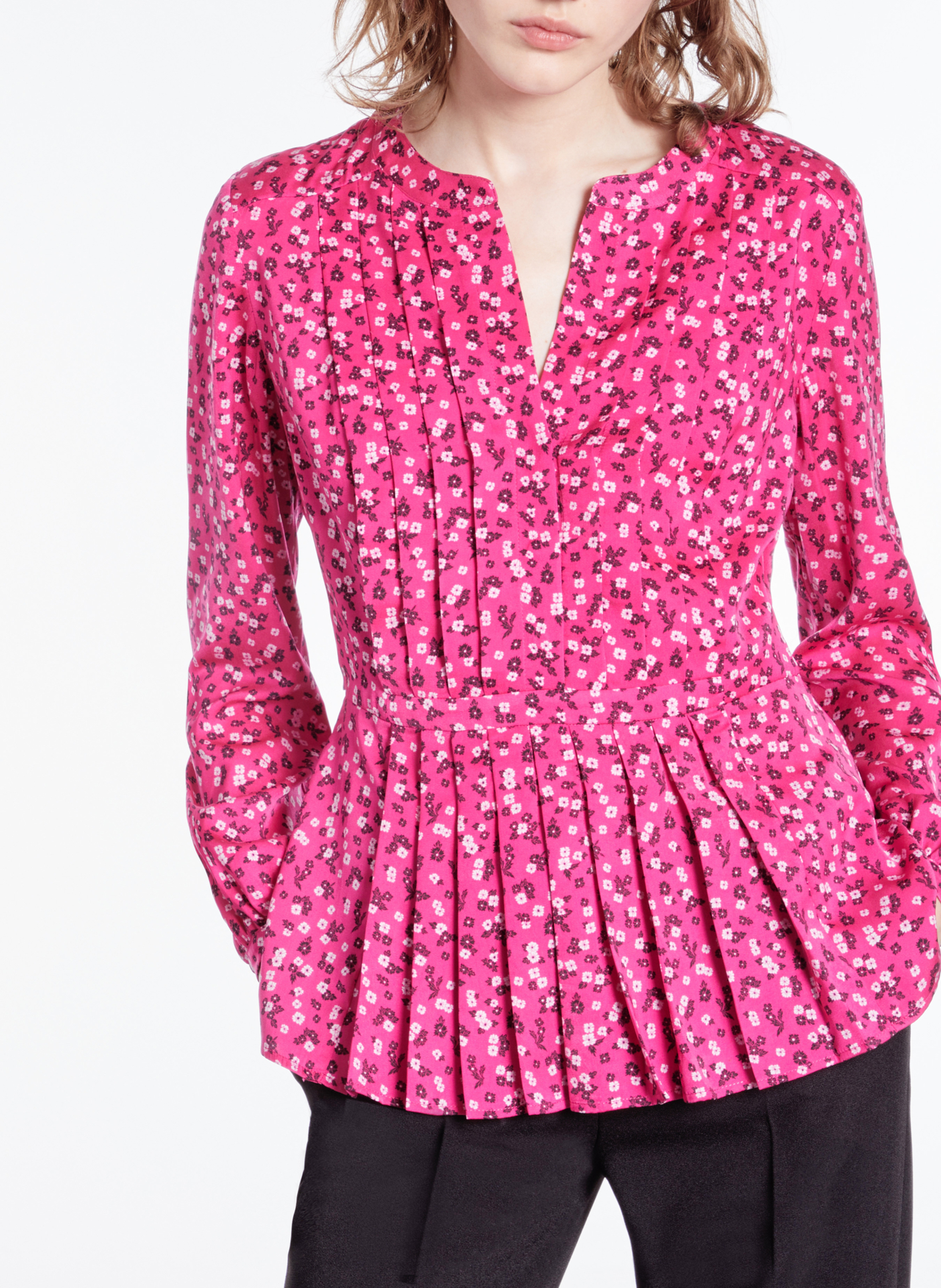 Pleated printed top with Tunisian collar THE KOOPLES Pink