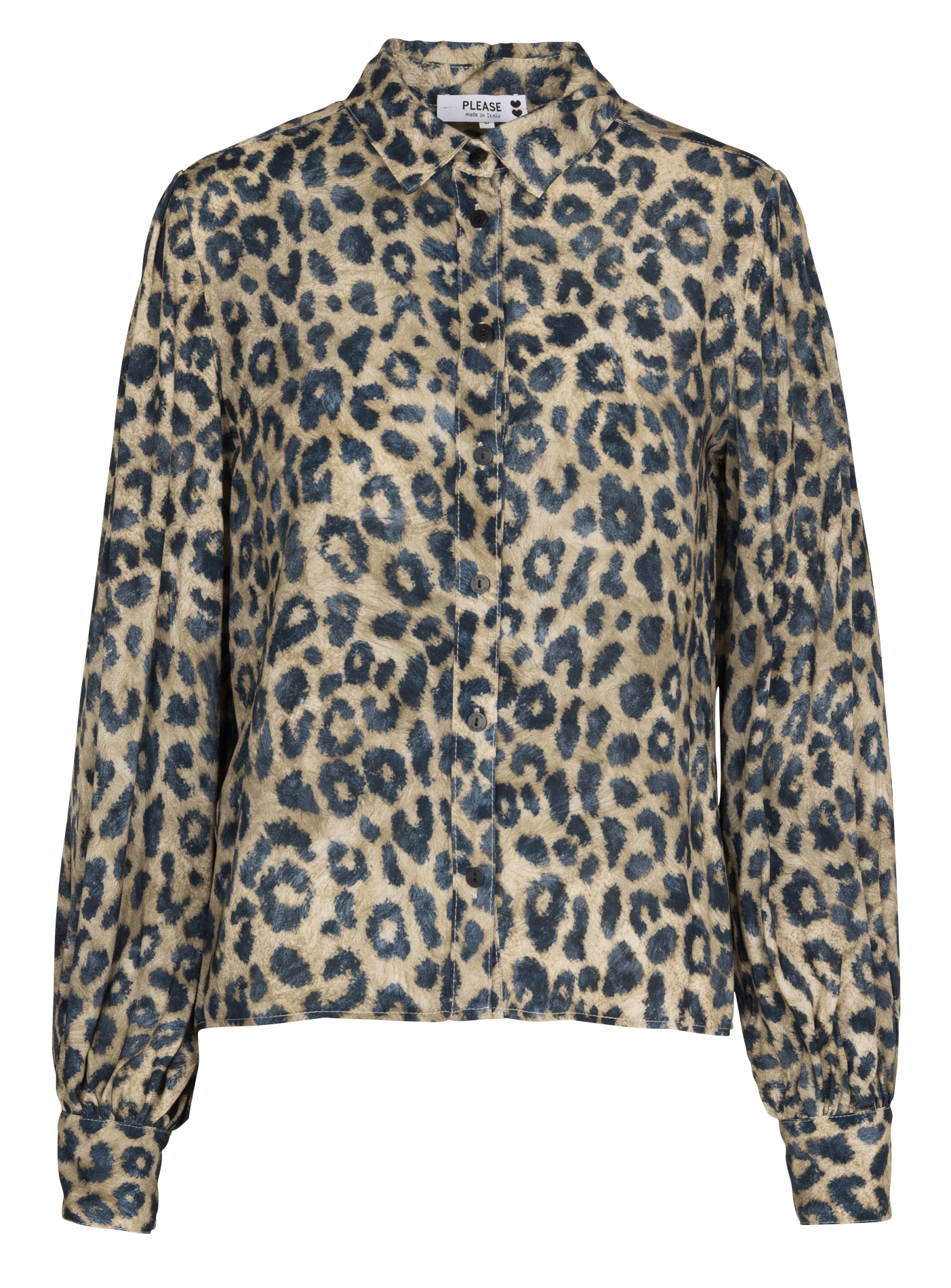 Shirt with classic collar and leopard print PLEASE Beige