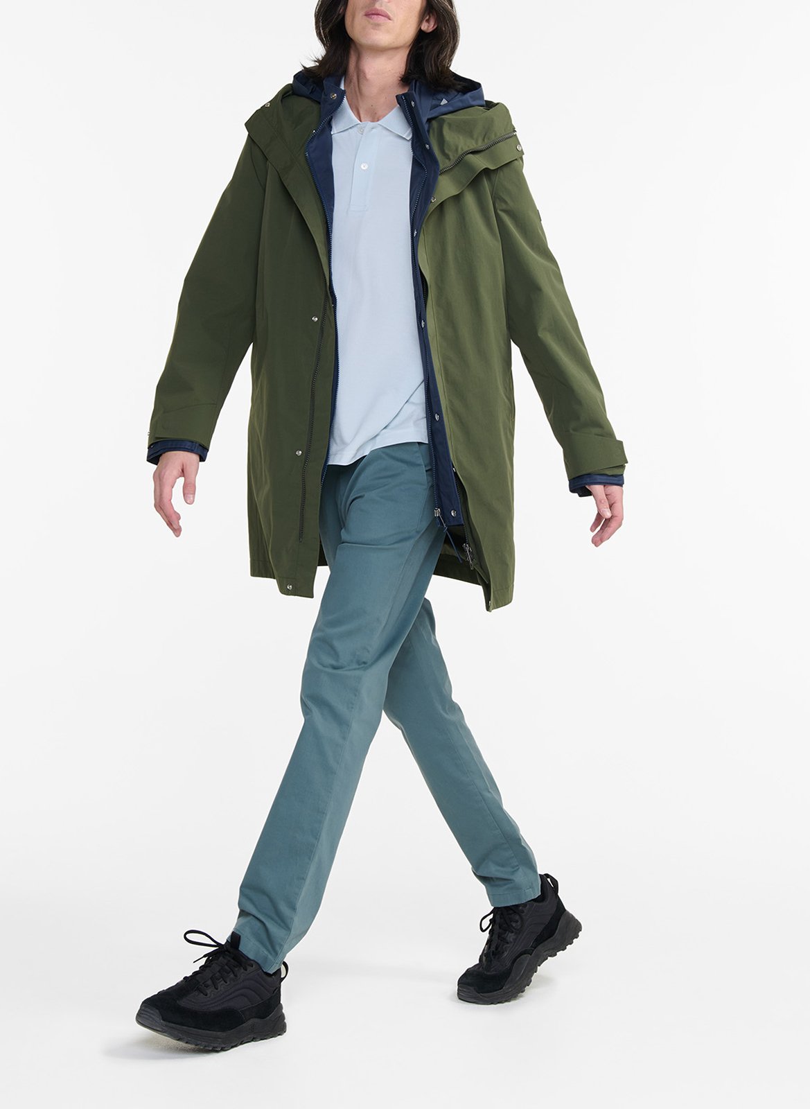 Hooded straight-cut parka in a solid color AIGLE Khaki