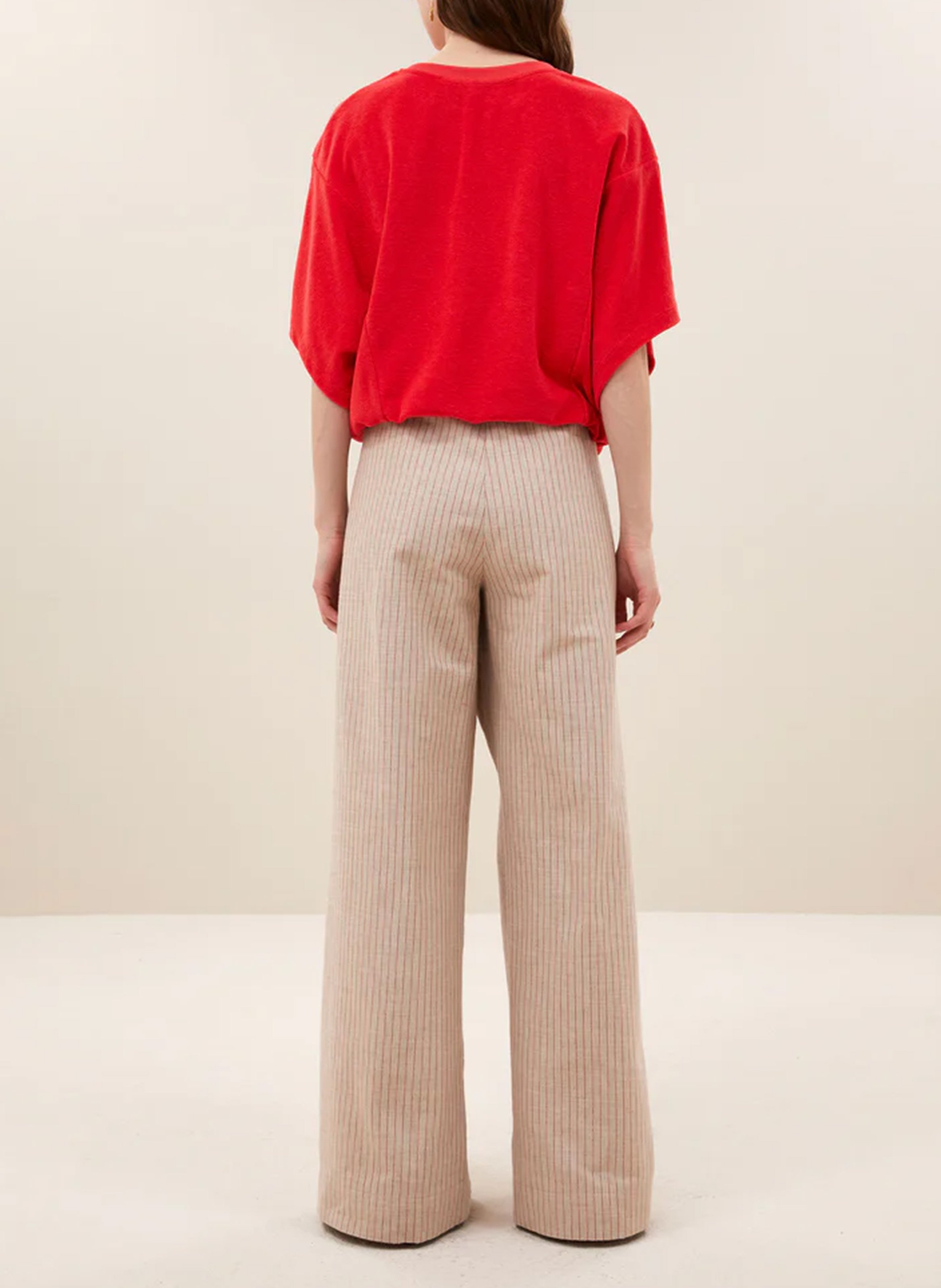 Top droit col rond en coton bio mélangé BY BAR Rouge