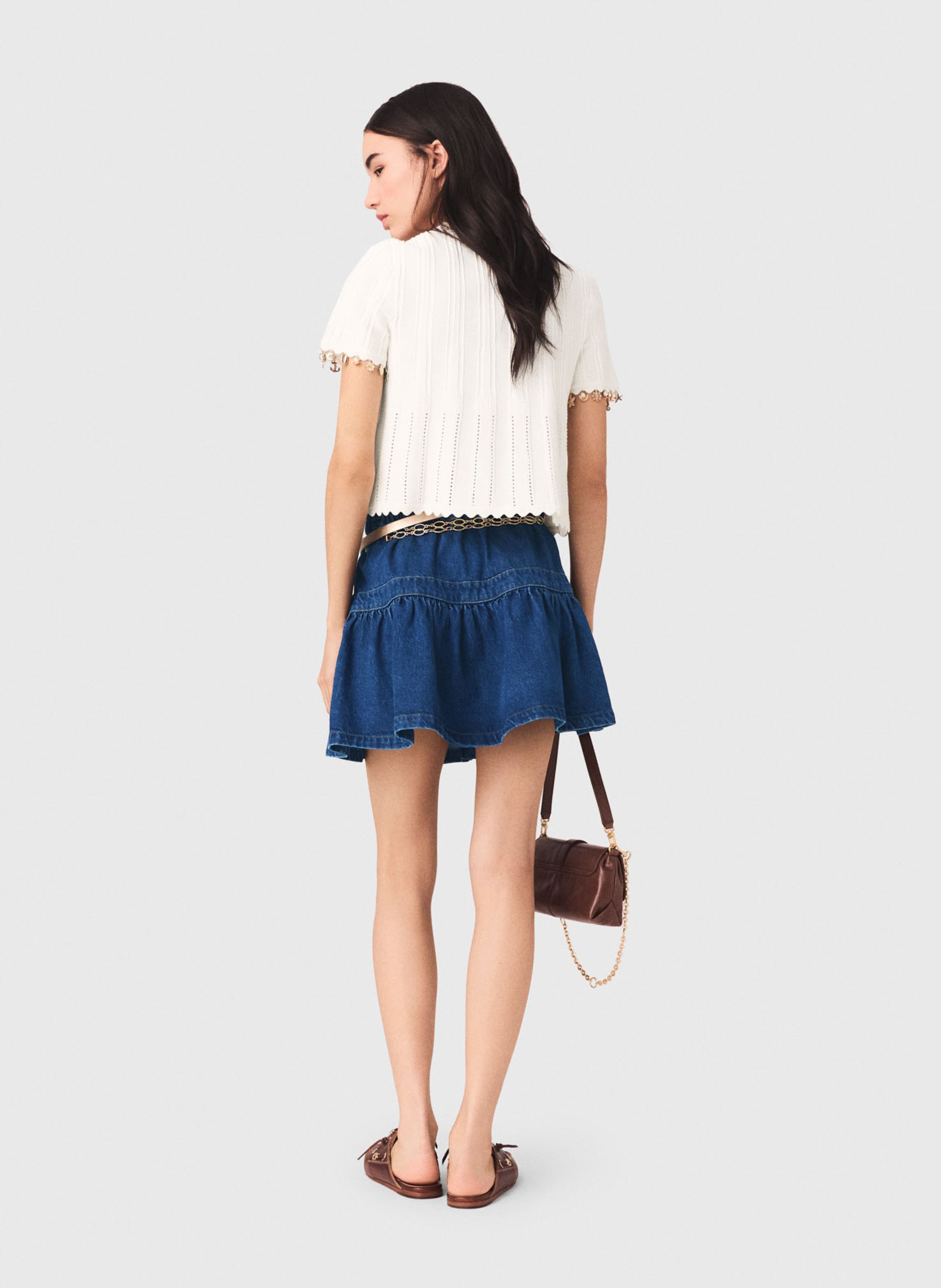 Cardigan in uitlopende stijl van gemengd katoen MAJE Wit