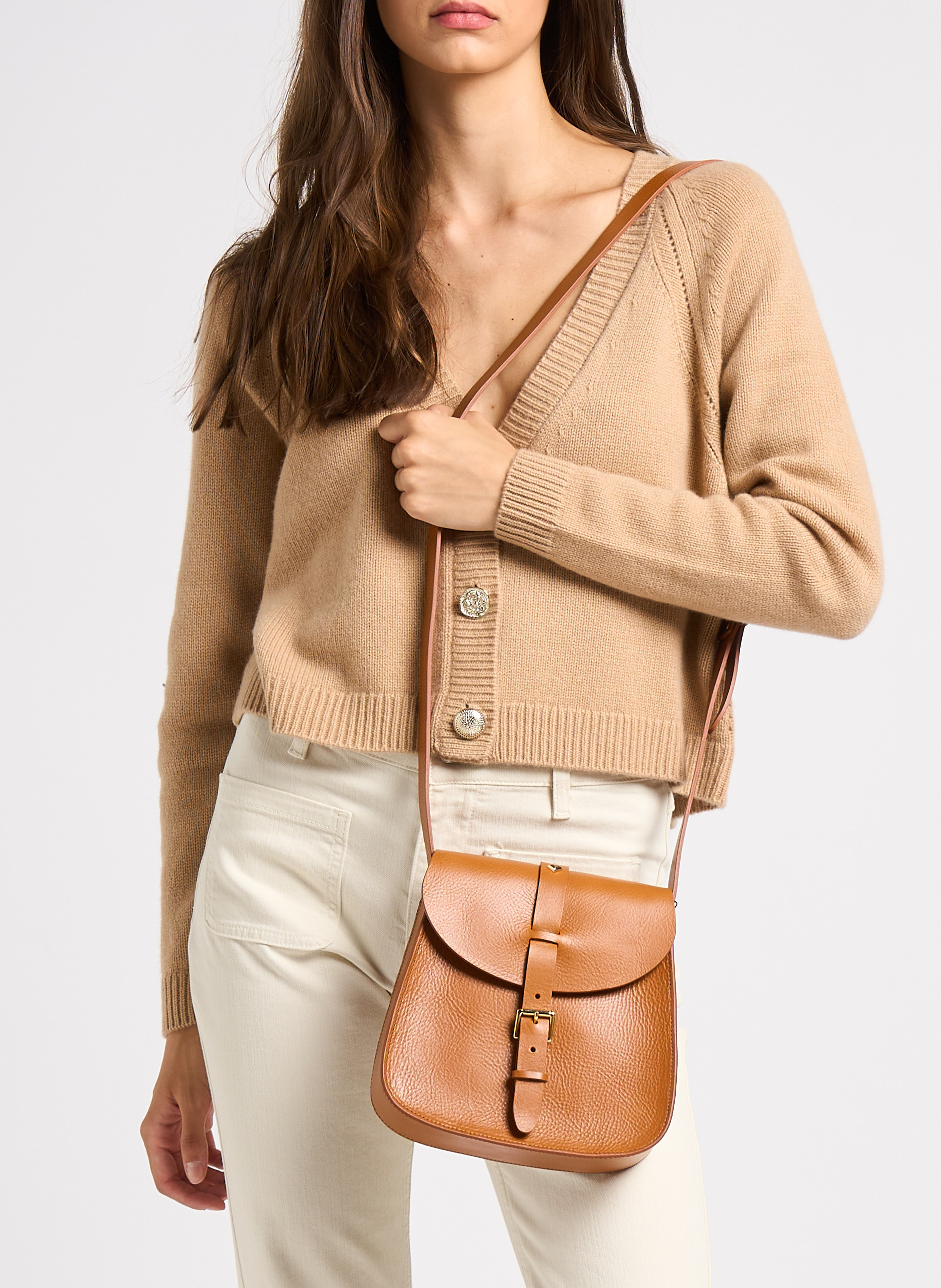 Leren schoudertas HERBERT FRERE SOEUR Bruin