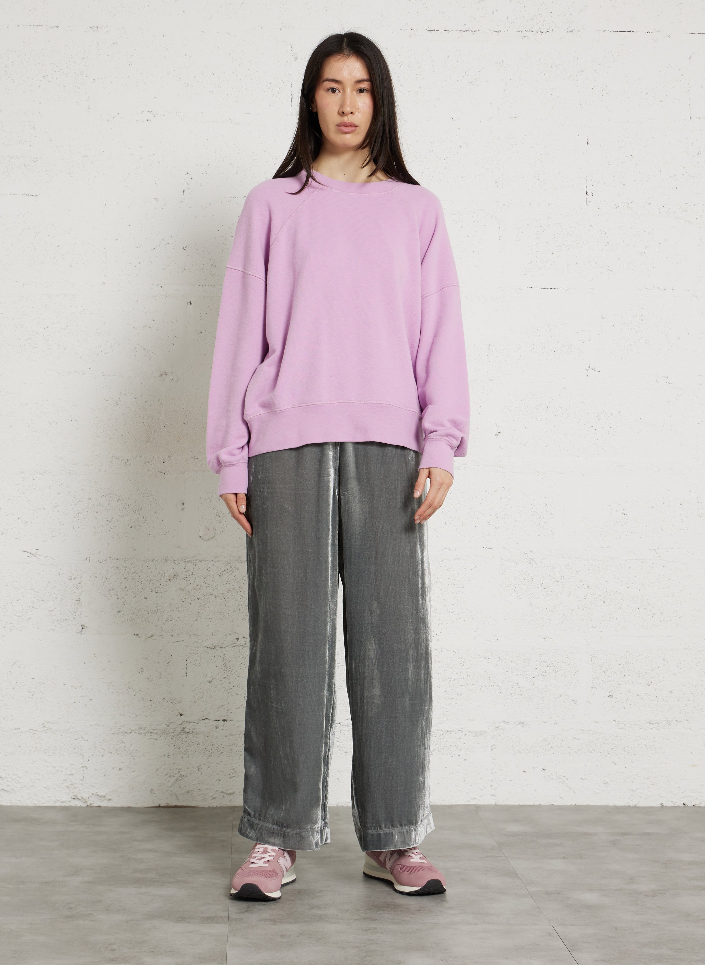 Oversize-Sweatshirt aus Baumwoll-Mix mit Rundhalsausschnitt AMERICAN VINTAGE Rosa