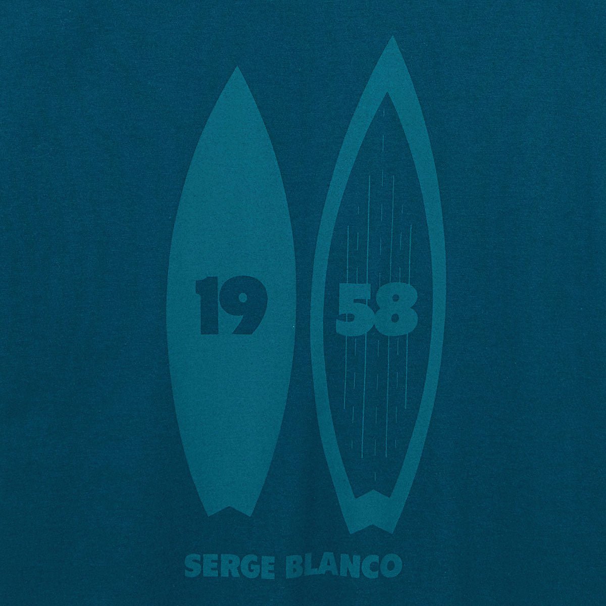 Round neck printed cotton T-shirt with surf back SERGE BLANCO Blue