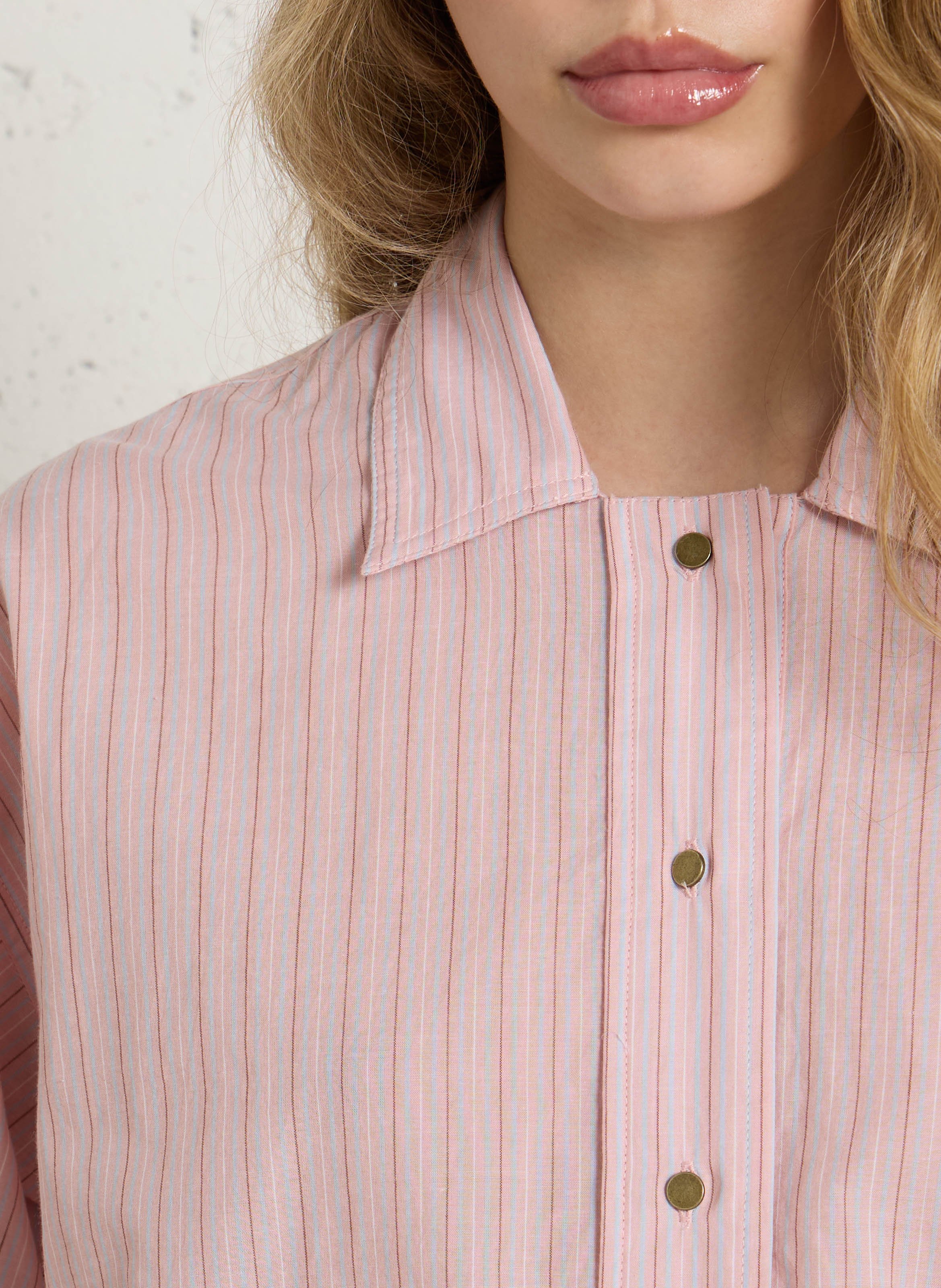 Weite Bluse mit klassischem Kragen aus Bio-Baumwolle LEON & HARPER Rosa