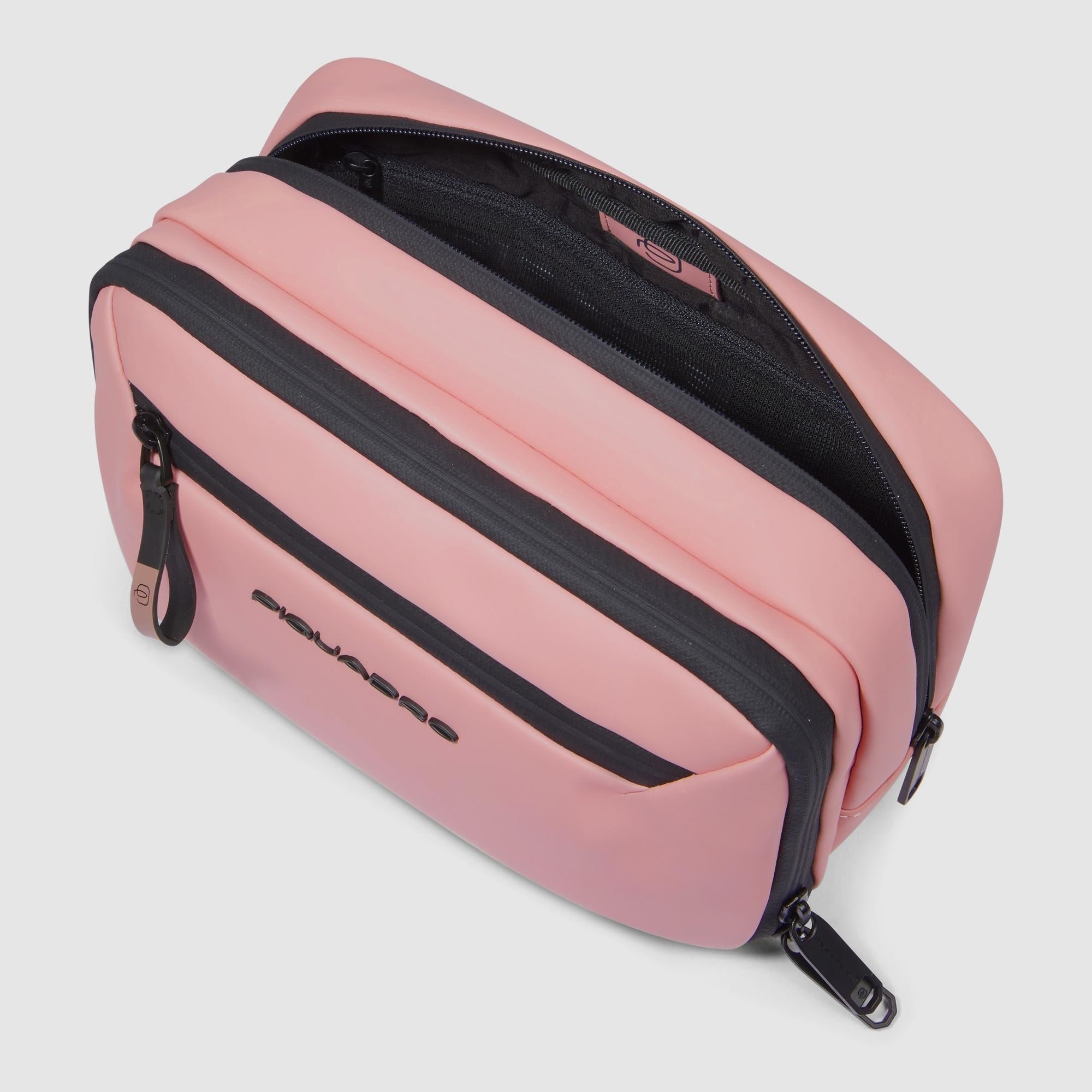 Water-repellent canvas toiletry bag with two compartments PIQUADRO Pink