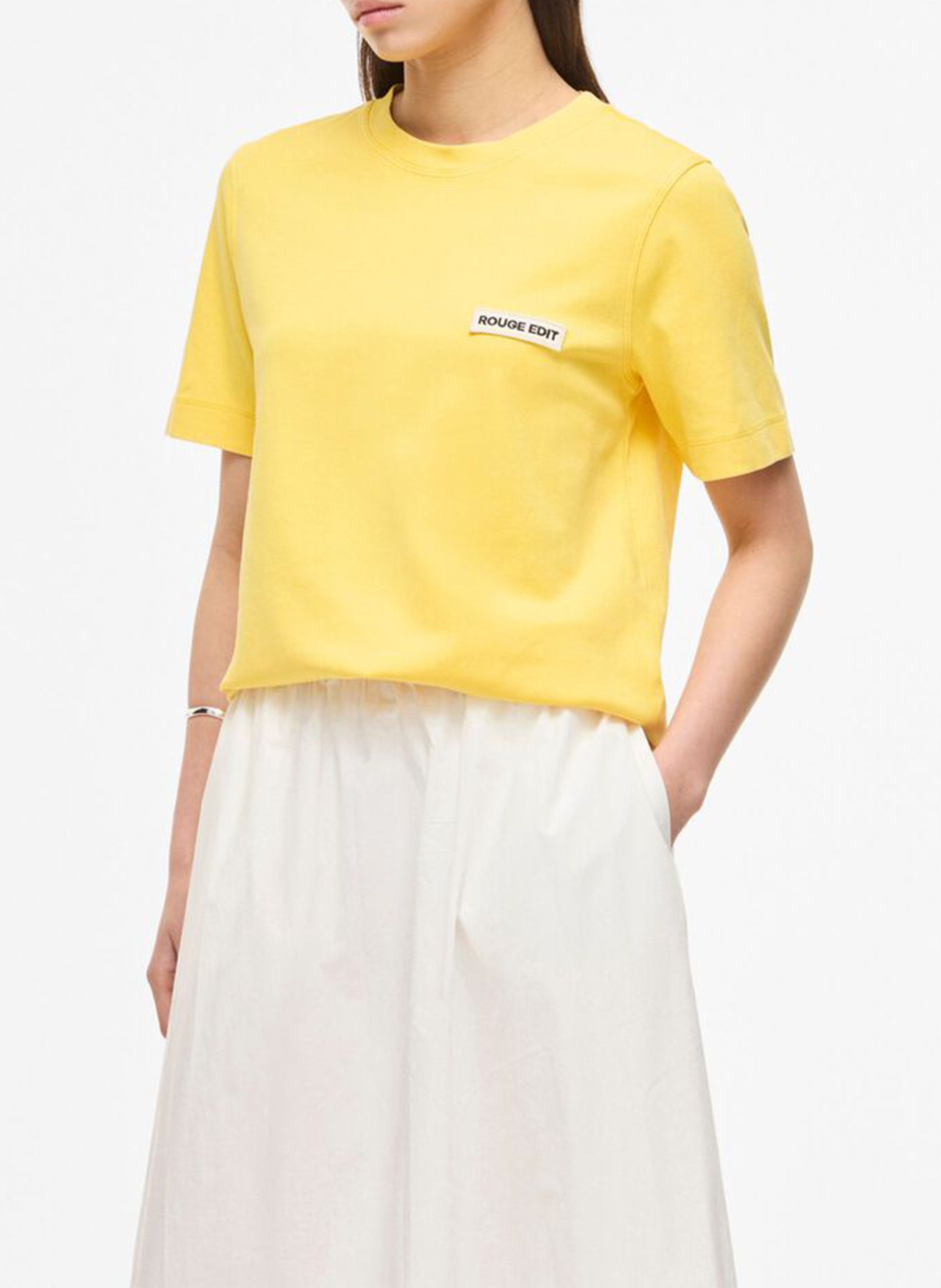 Straight round neck organic cotton t-shirt ROUGE EDIT Yellow
