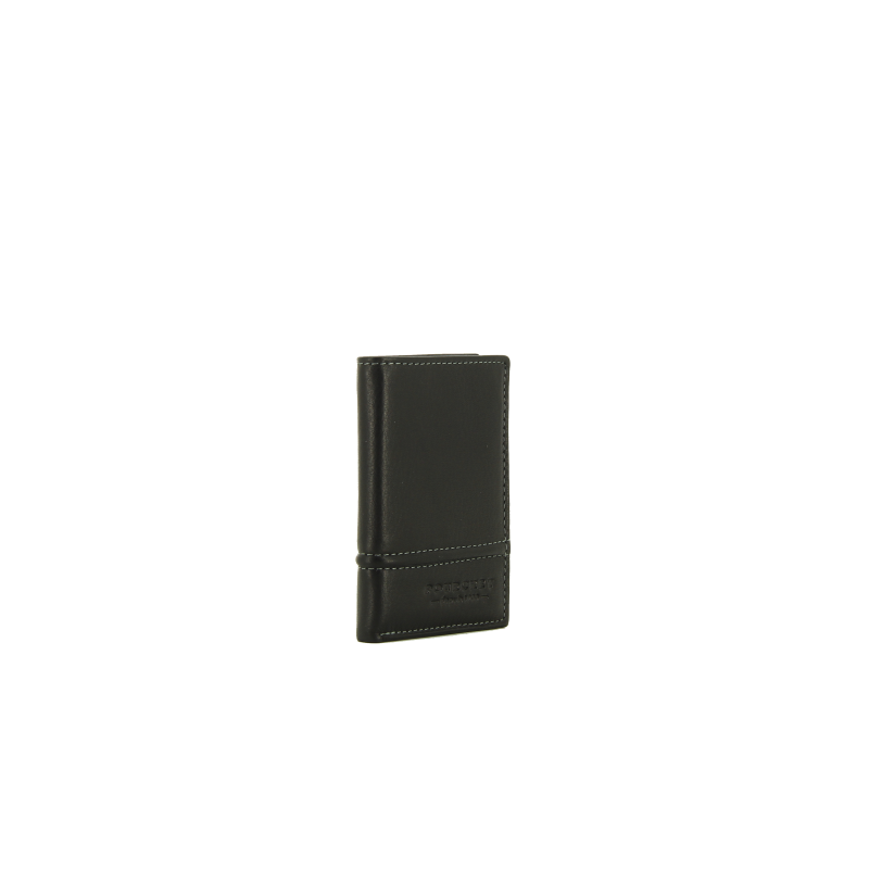 Calfskin leather credit-card holder POURCHET Black