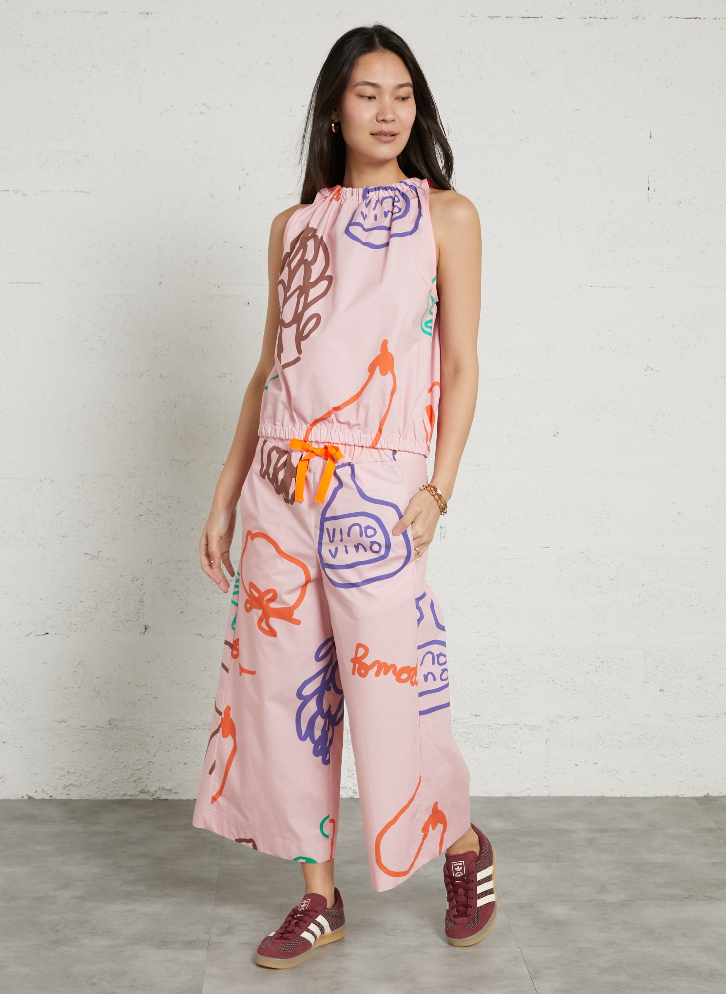 Checked straight-leg pants DR BLOOM Pink