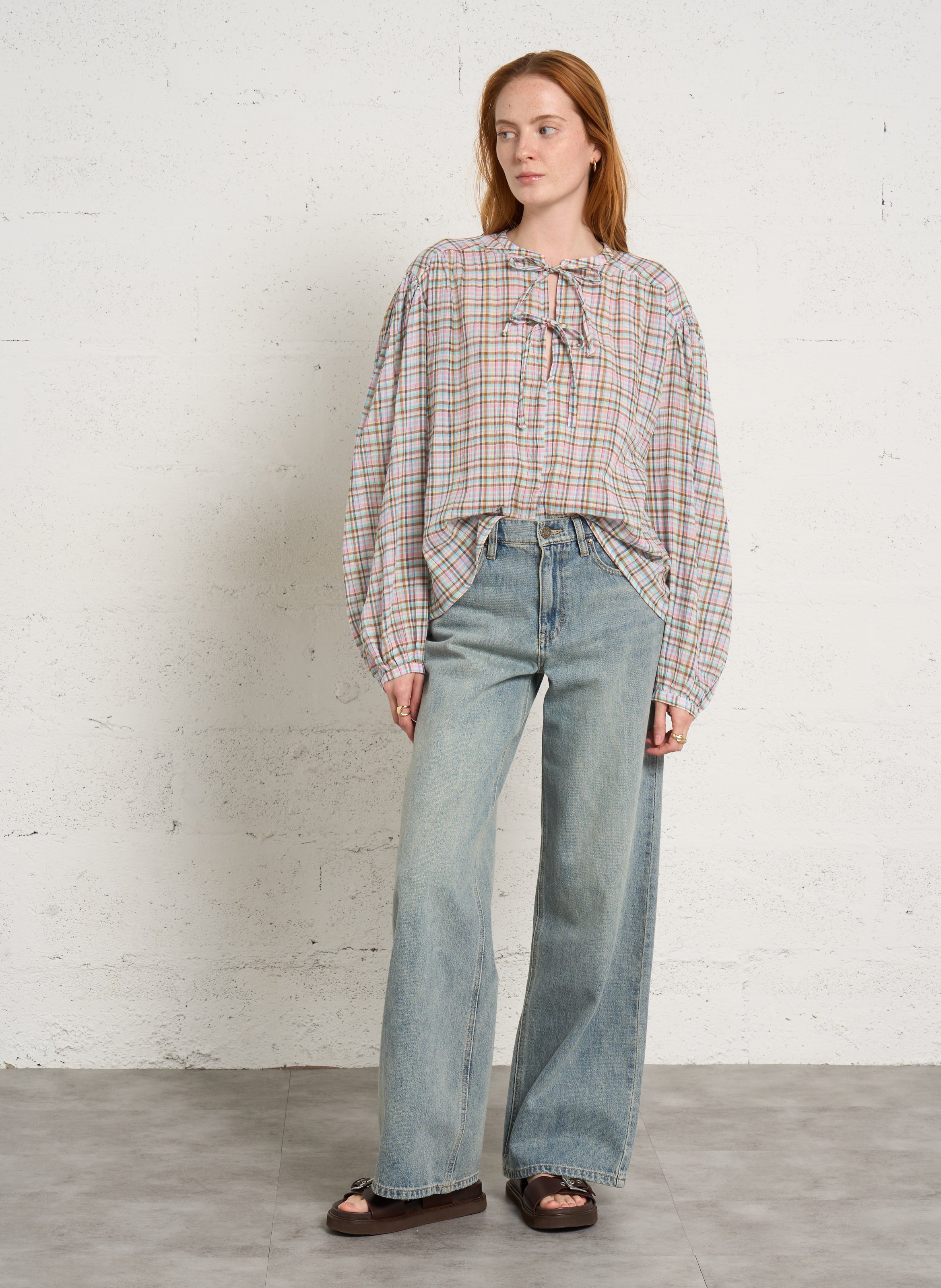 Ruimvallende blouse | katoenblend THE NEW SOCIETY Veelkleurig