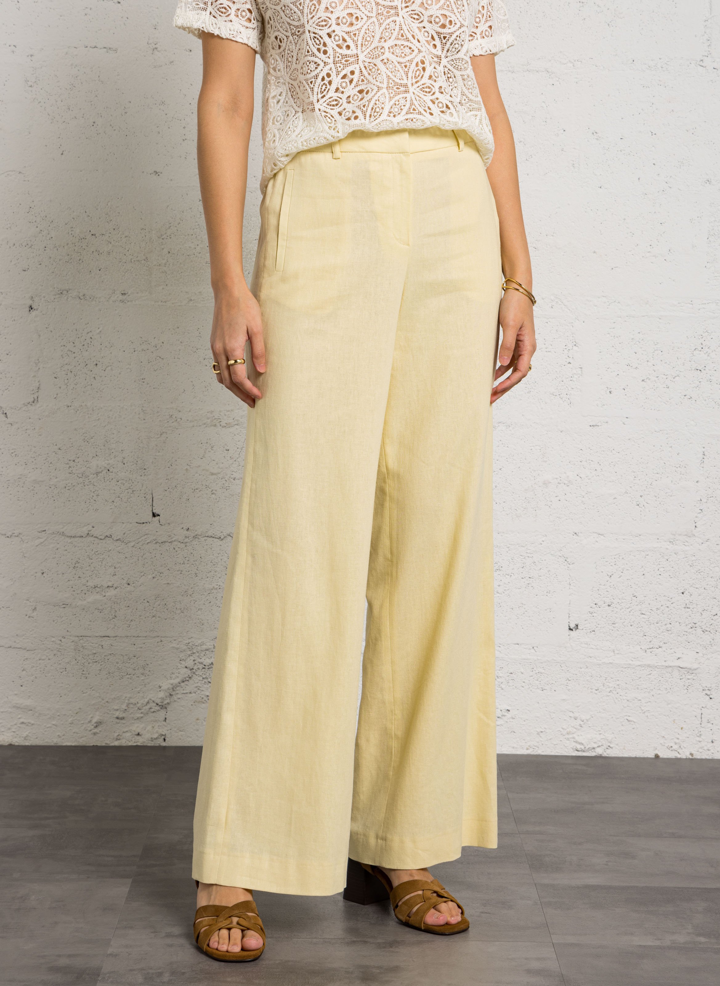 Pantalon droit en lin mélangé MAISON 123 Beige