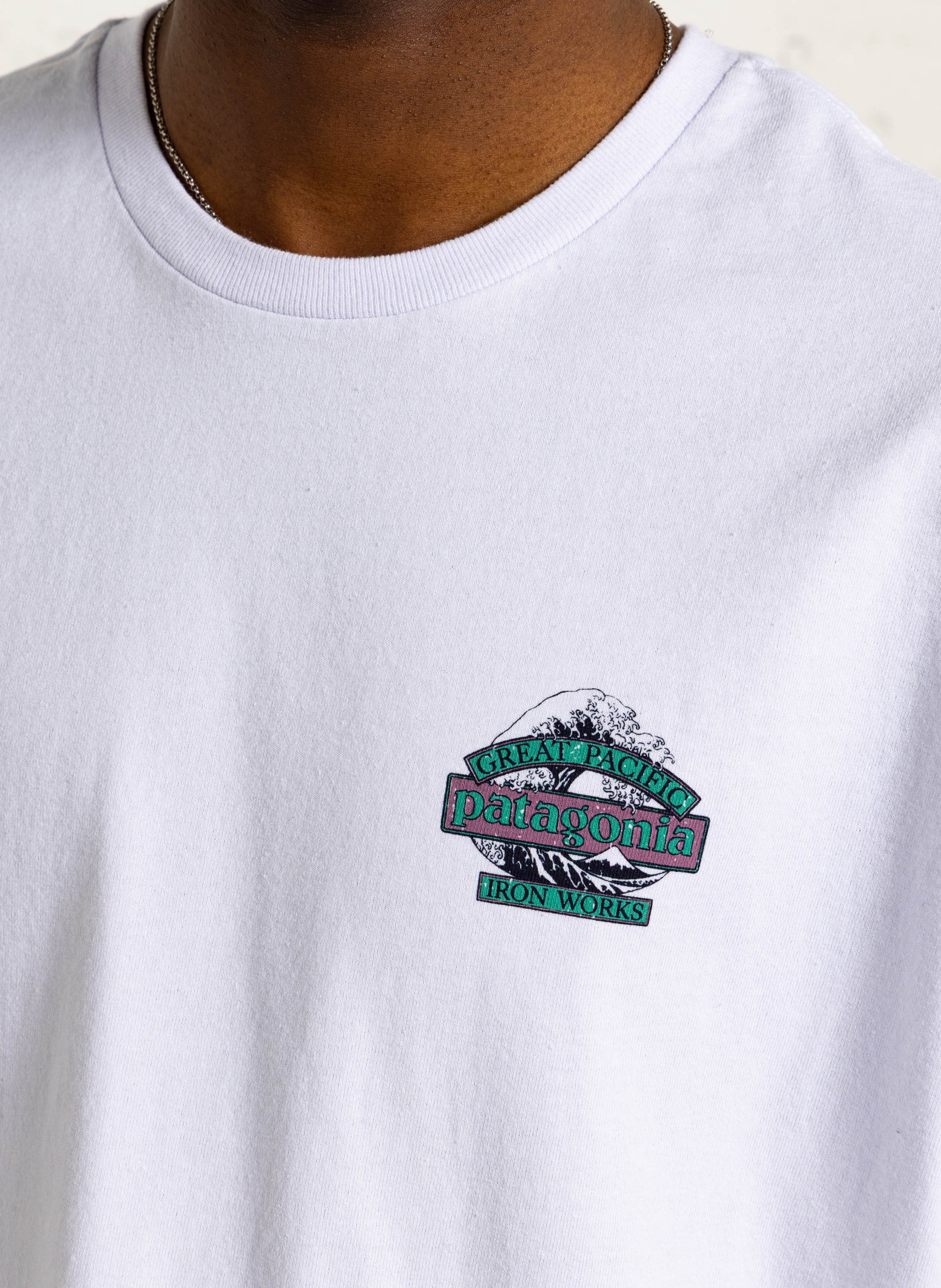 Camiseta recta de mezcla de algodón reciclado con cuello redondo PATAGONIA Blanco