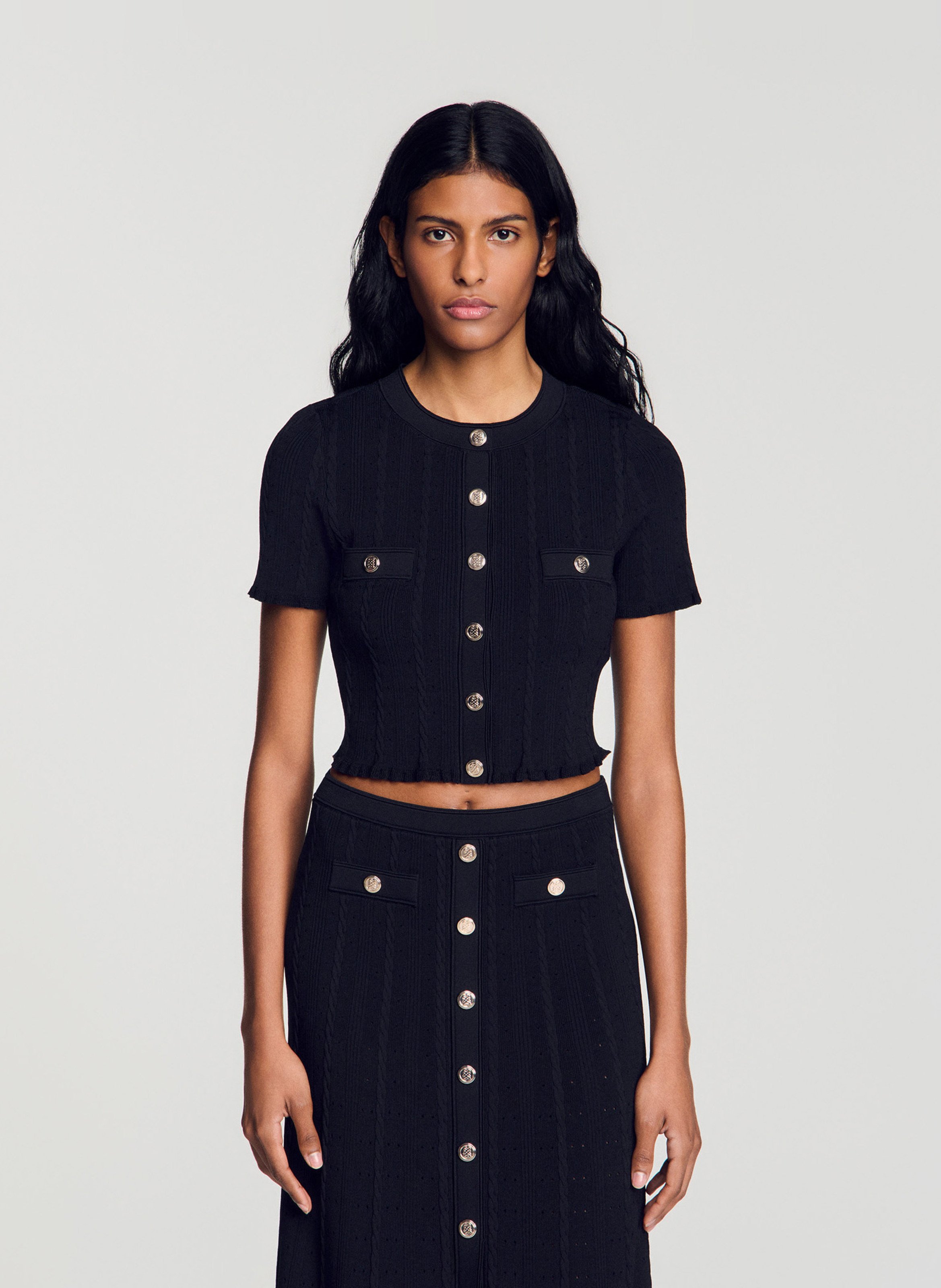 Gilet col rond  SANDRO Noir