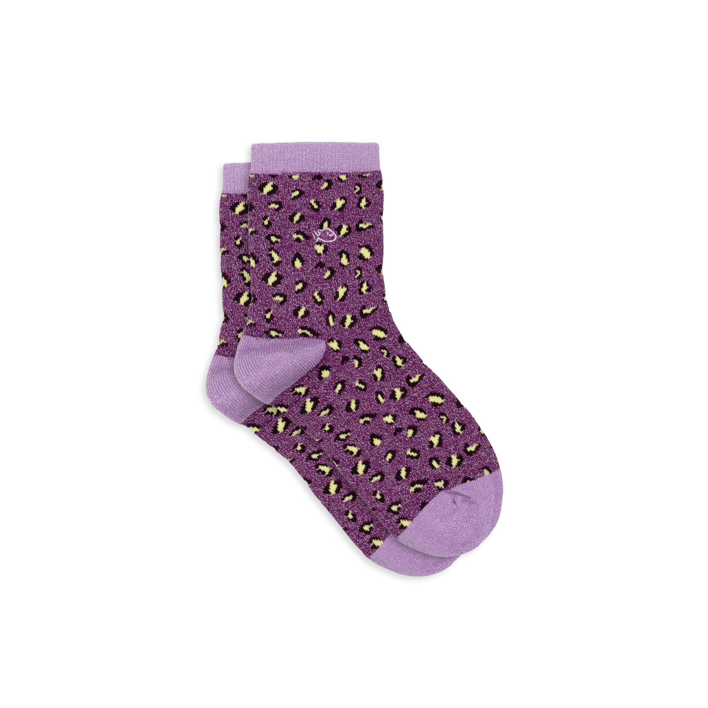 Leopard Combed Cotton Socks  Violet