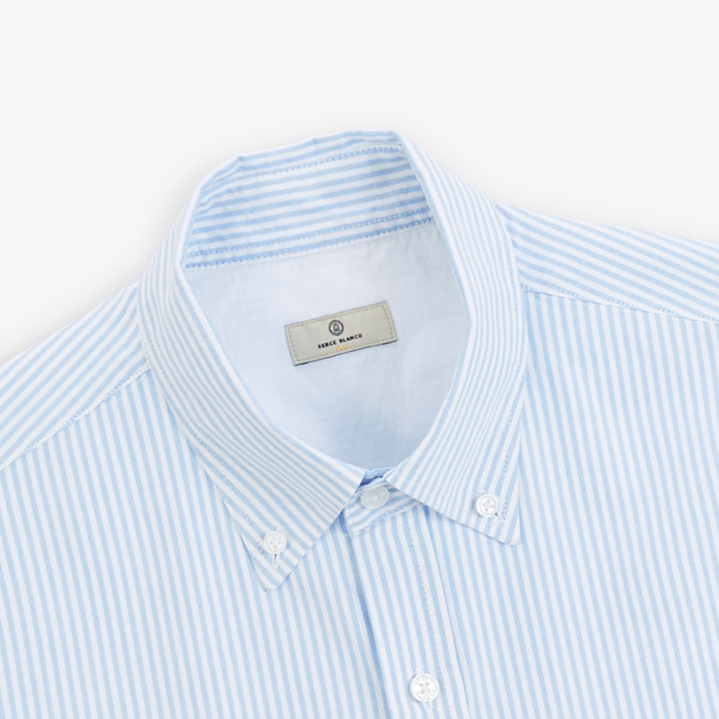 Blue Striped Oxford Long Sleeve Shirt SERGE BLANCO Blue