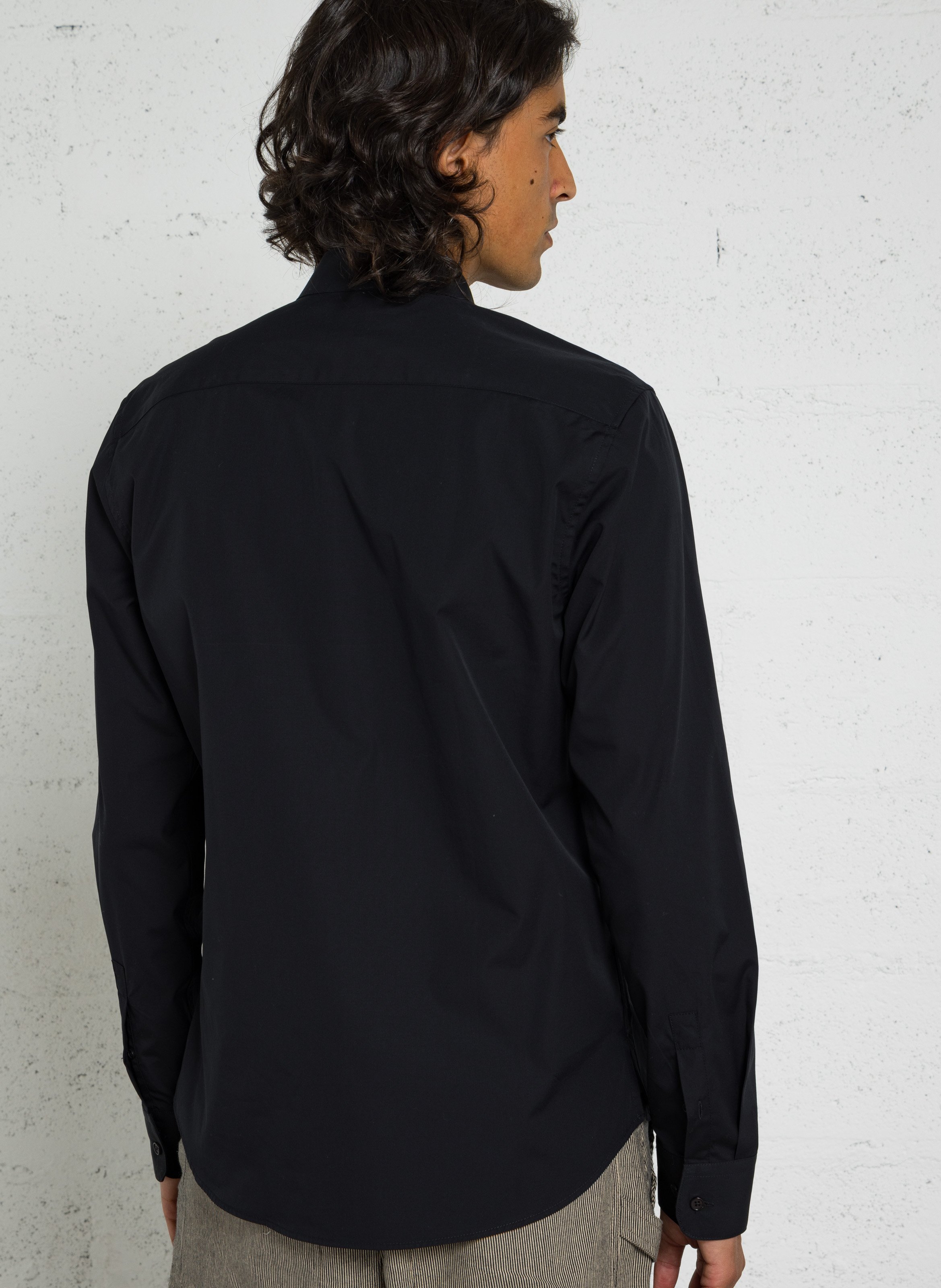 Chemise col mao en coton AU PRINTEMPS PARIS Noir
