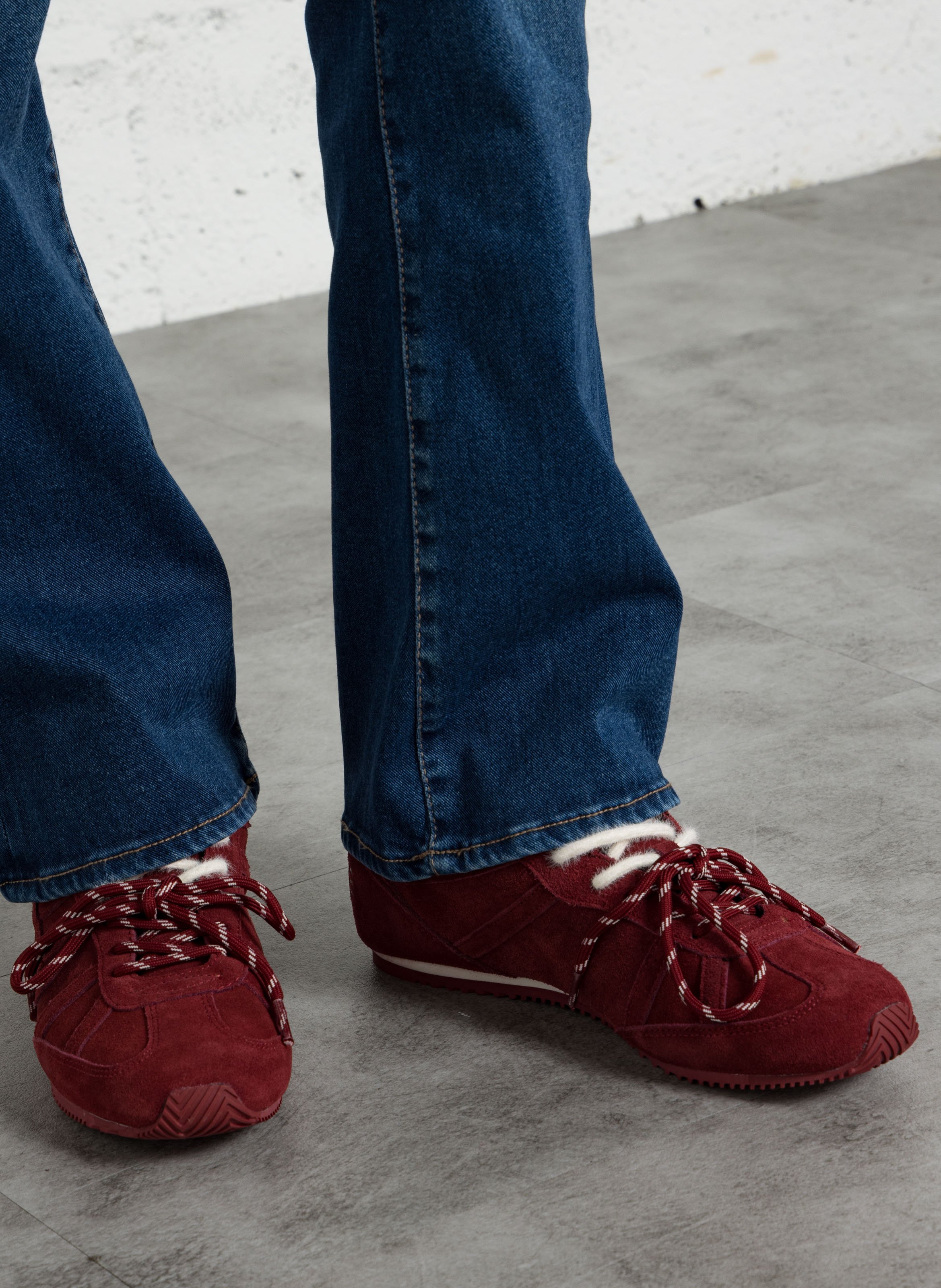 Baskets basses en cuir velours NO NAME Rouge