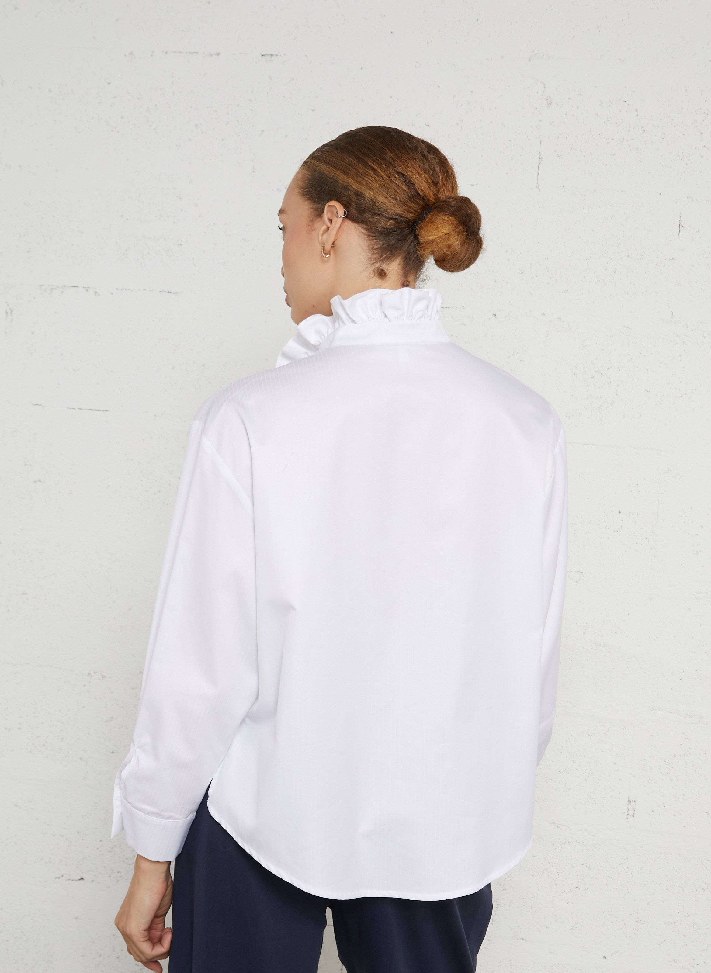 Cotton victorian collar straight top SUZIE WINKLE White