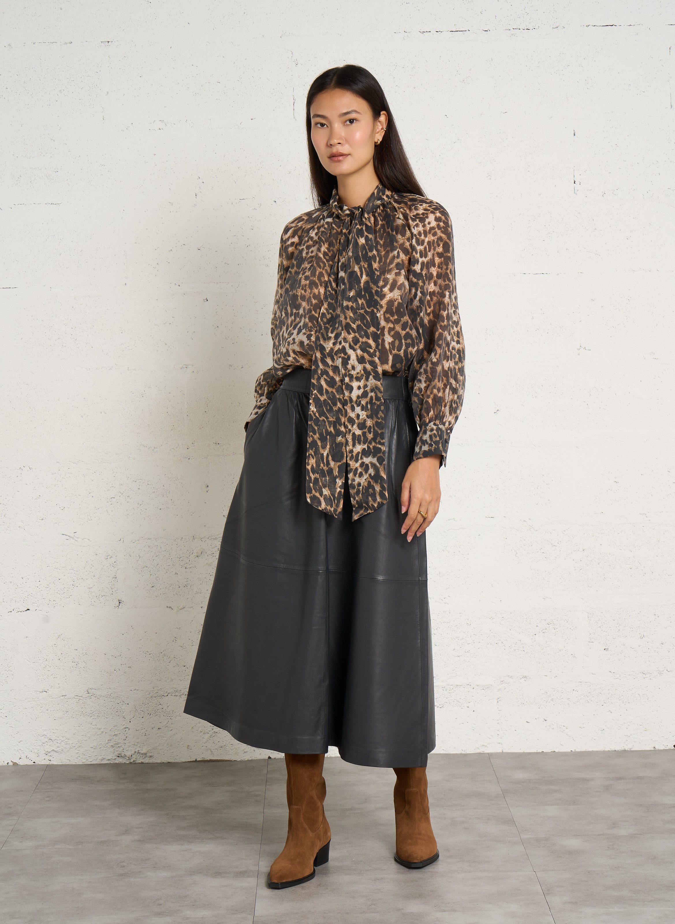 Ruime en vloeiende bedrukte blouse IKKS Grijs