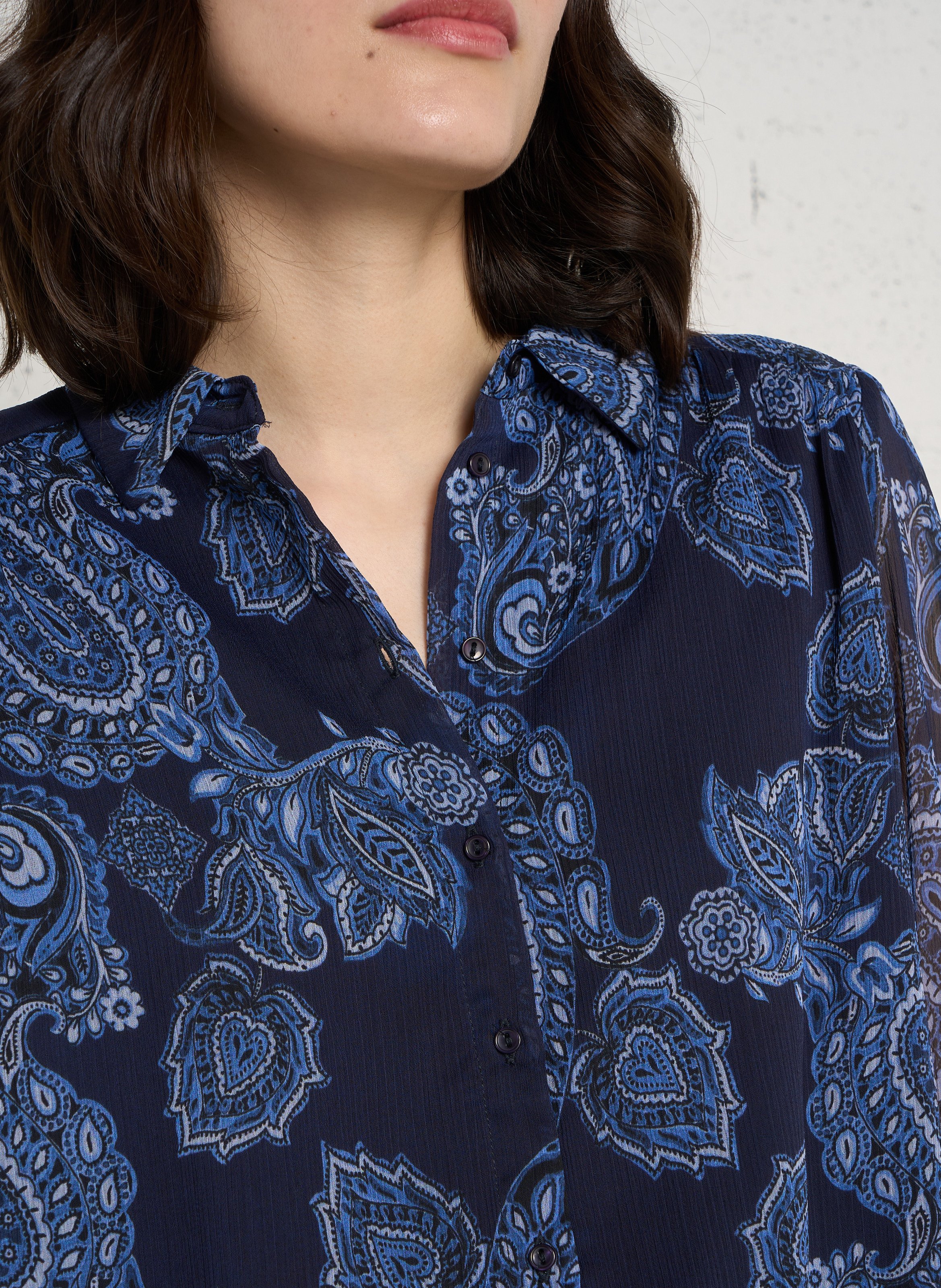 Straight shirt with classic collar floral print SUD EXPRESS Blue
