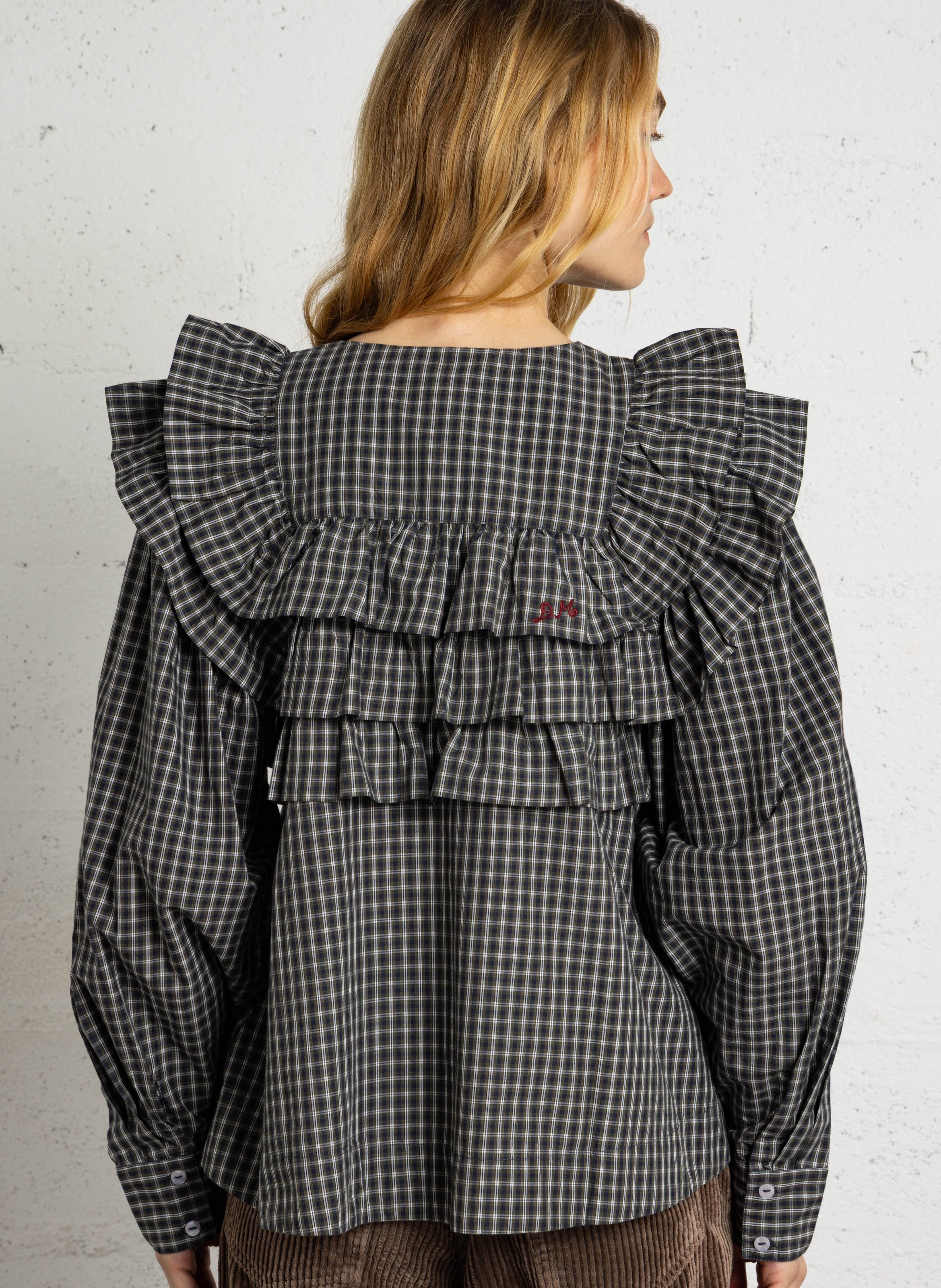 Blouse col rond à carreaux en coton  DAMSON MADDER Multicolore