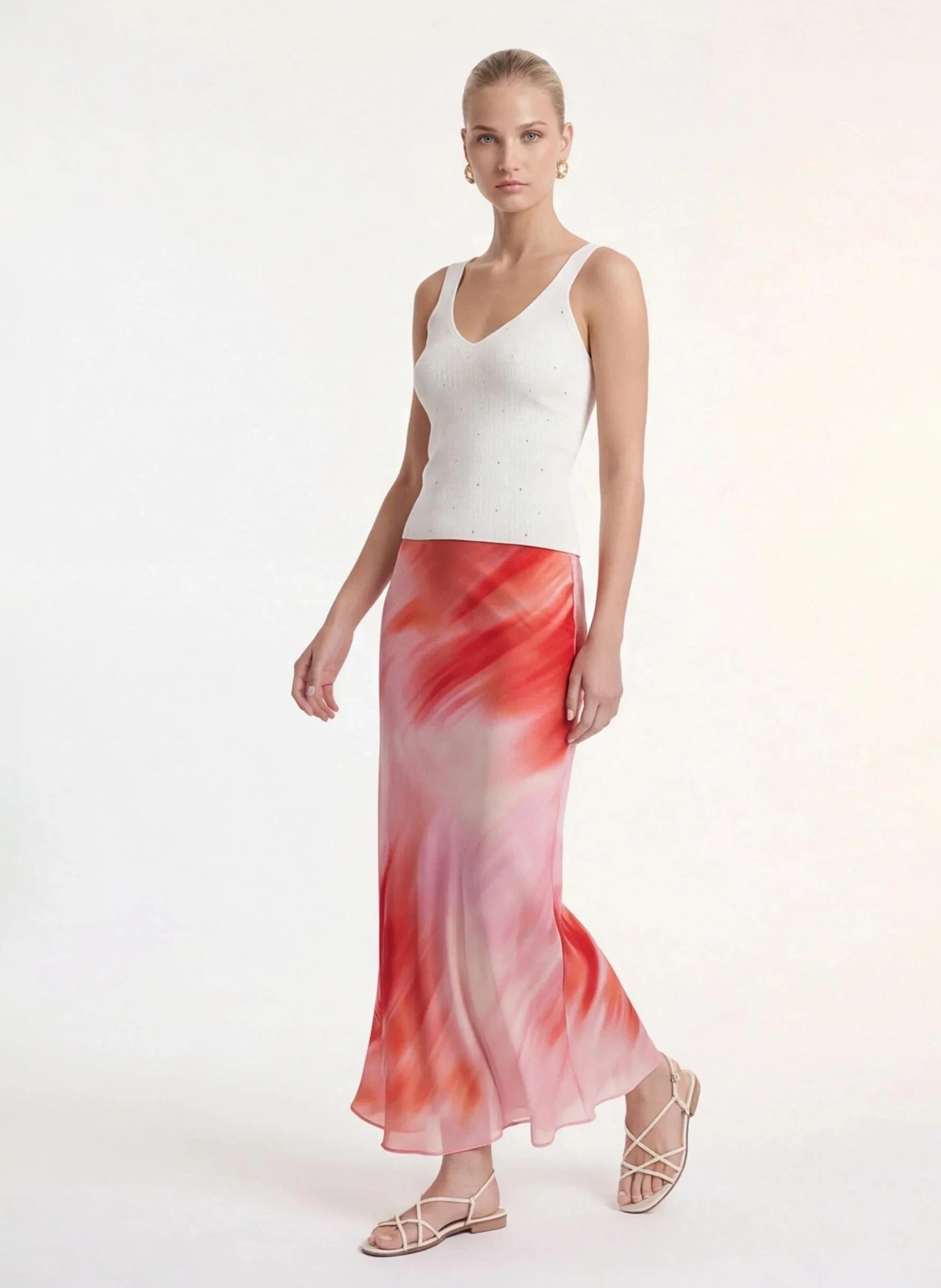 Tanktop met V-hals en strasssteentjes KOOKAI Wit