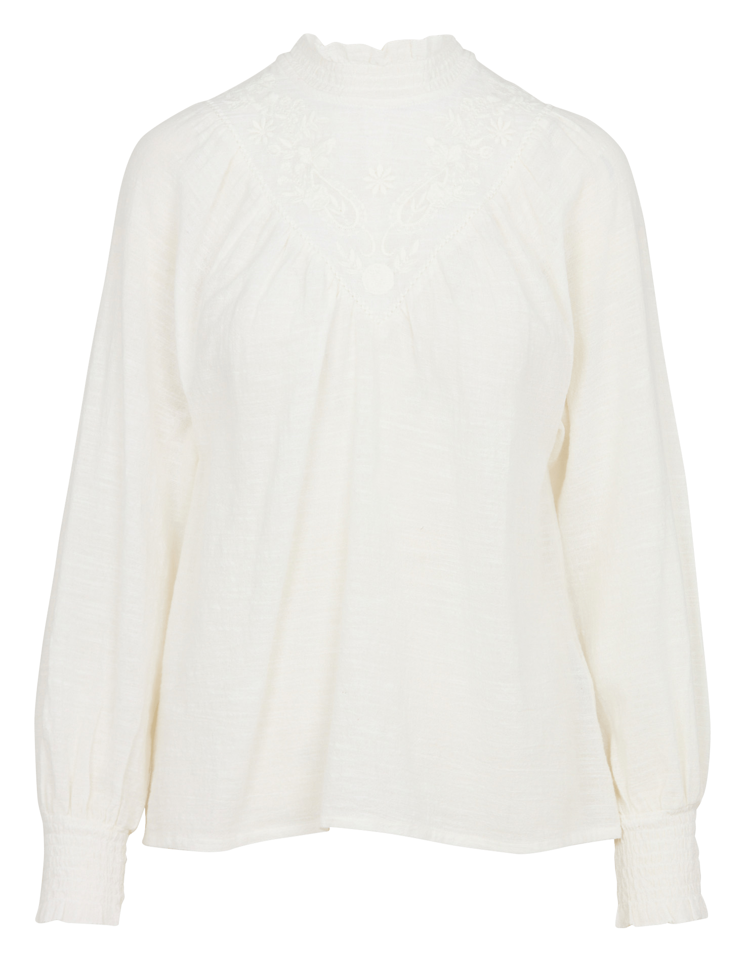 Loose-fitting high-neck cotton blouse MAISON 123 Beige
