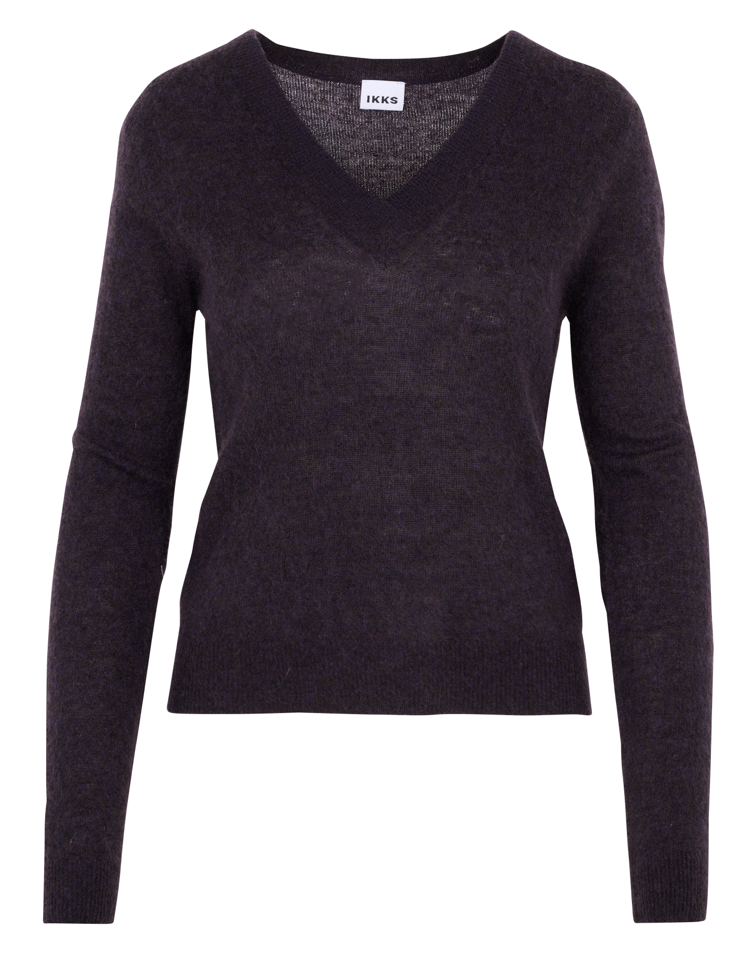 Straight-fit V-neck jumper in a wool blend IKKS Purple