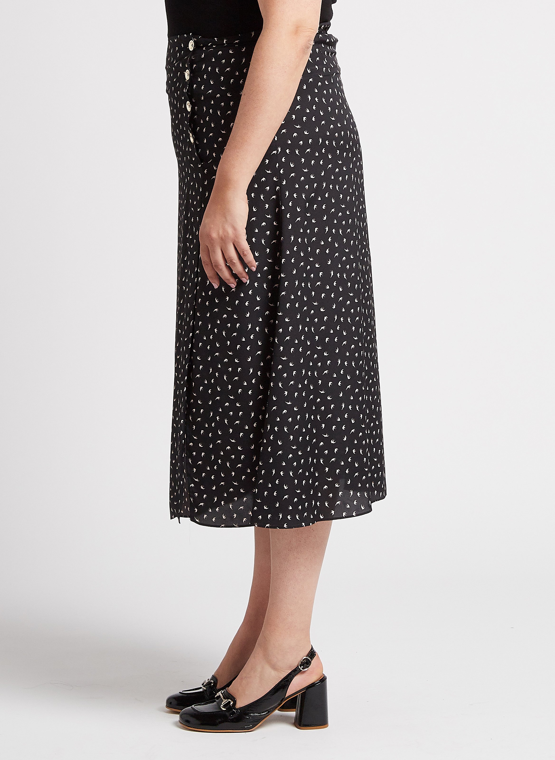 Flowing printed skirt with slit PERSONA by Marina Rinaldi Black