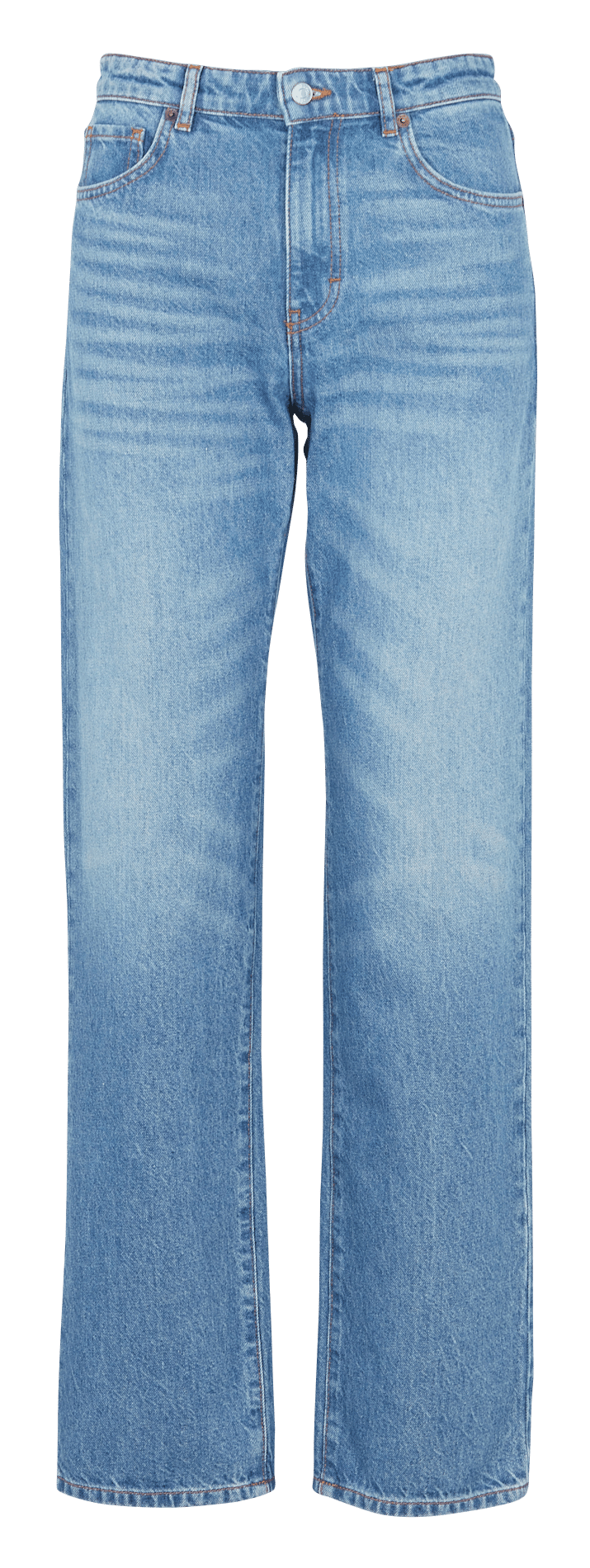 Jean boyfriend taille haute en coton mélangé  BleuBA&SH