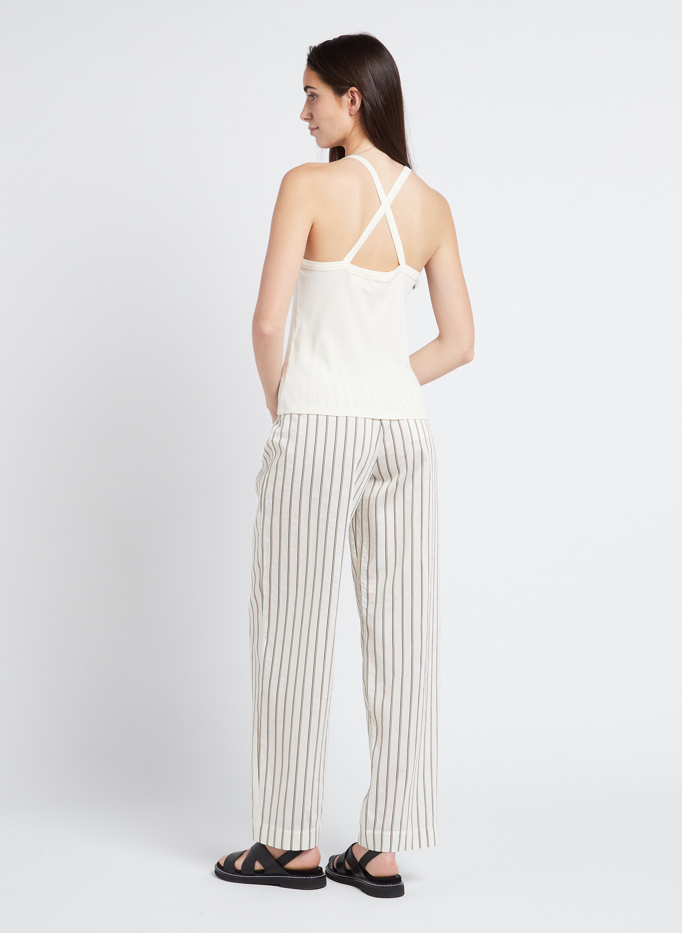 Striped straight-leg pants SAMSOE SAMSOE White