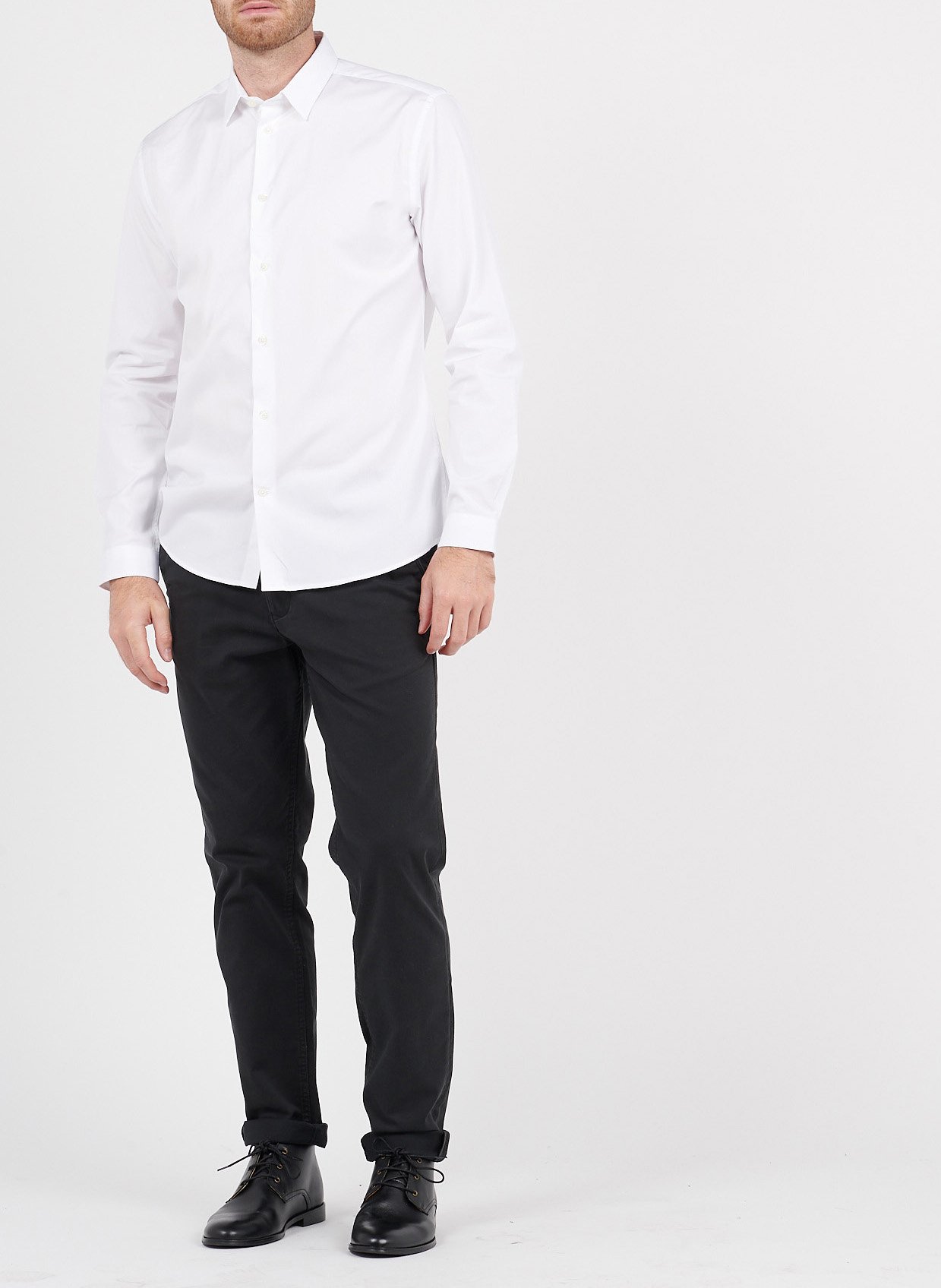Slim-fit cotton shirt with classic collar AU PRINTEMPS PARIS White