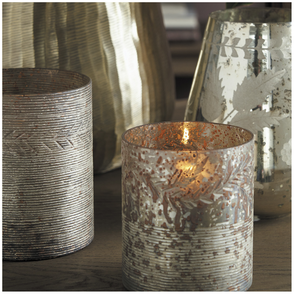 Antique matte gold Eden photophore vase BLANC D'IVOIRE Golden