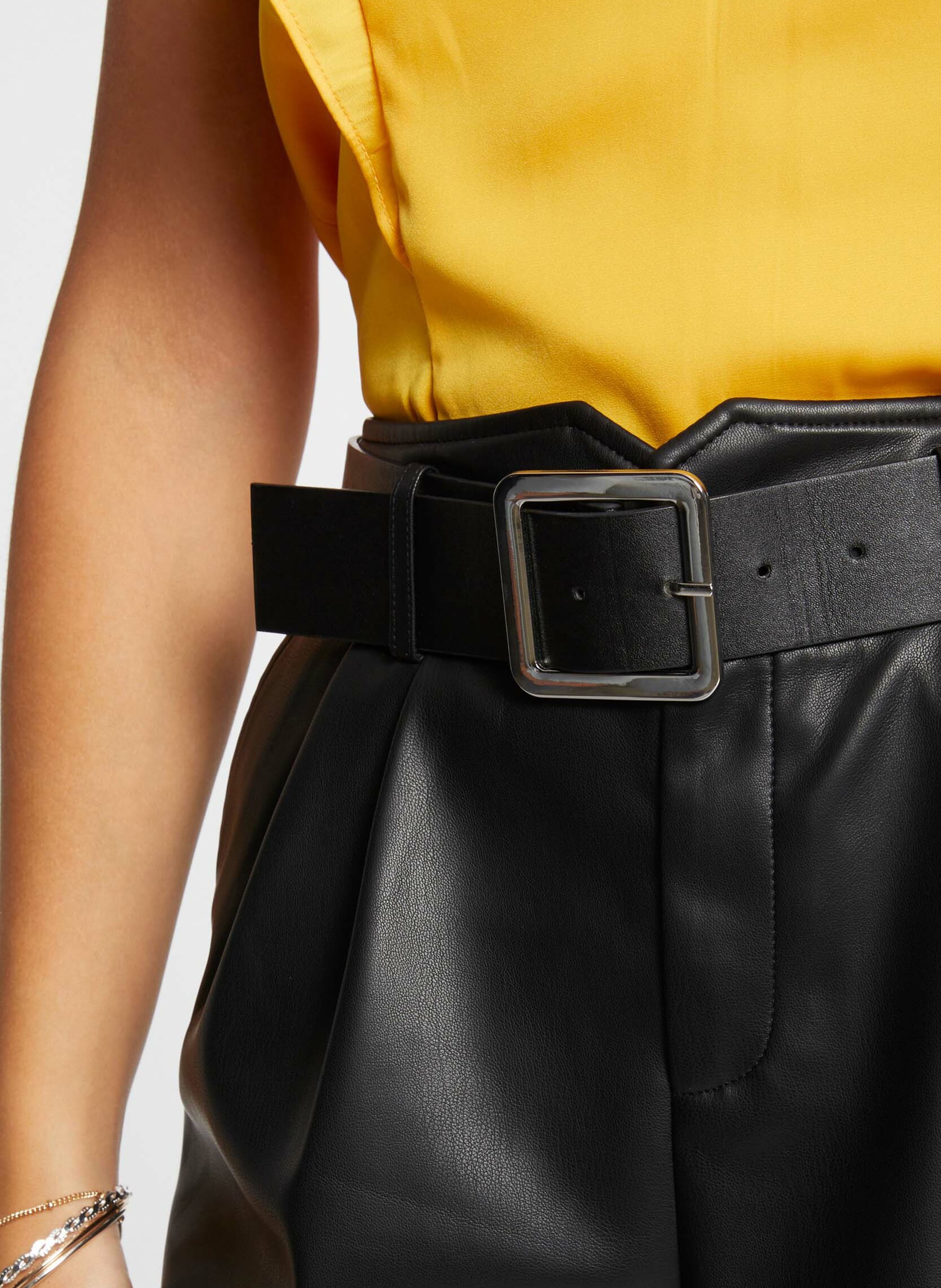 Short ajustée effet cuir MORGAN Noir