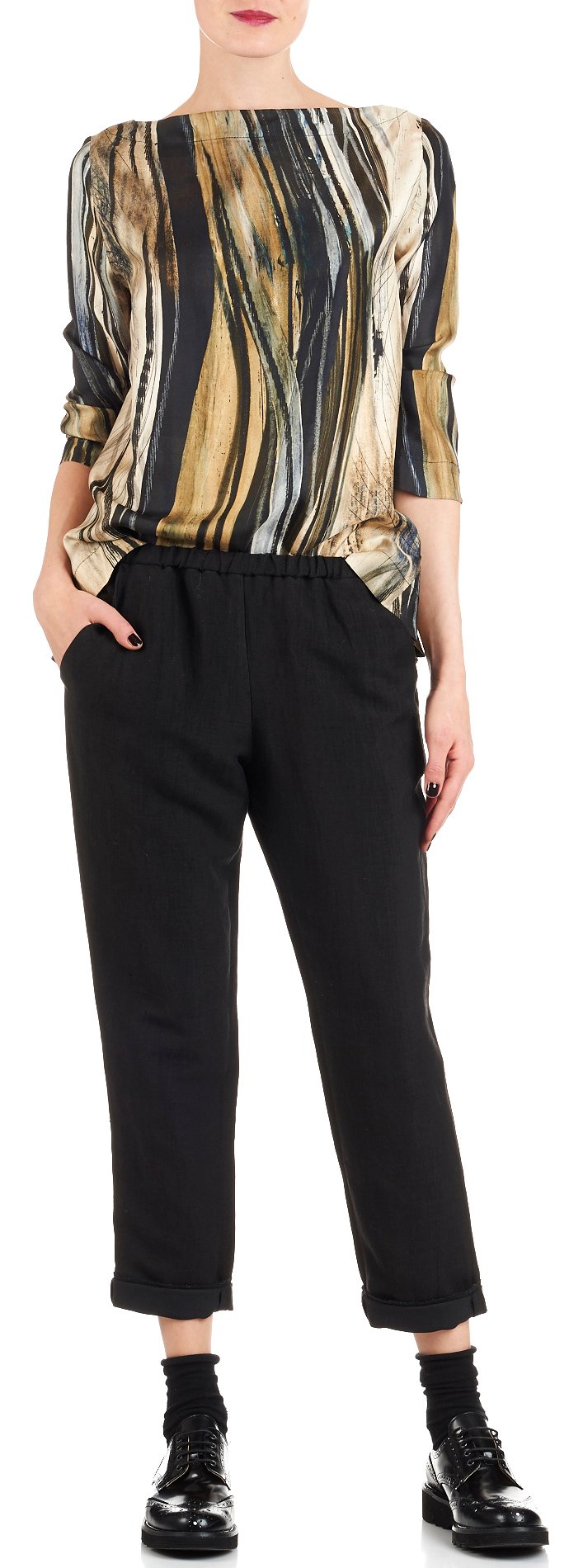 Anna printed silk top MOMONI Green