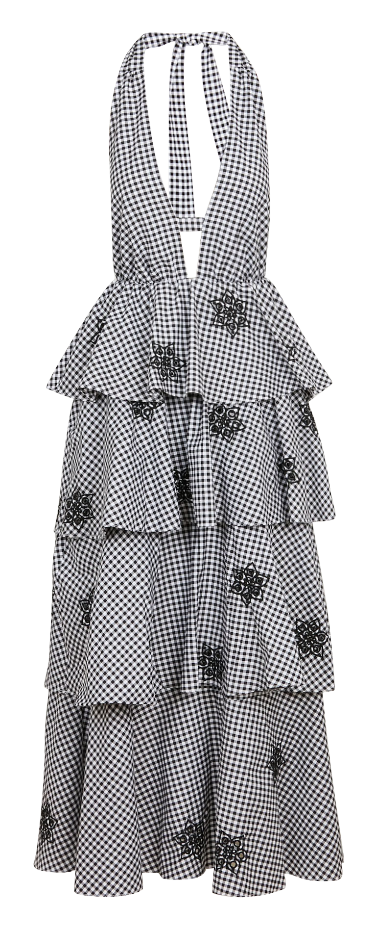 Robe longue vichy à volants SUNDRESS Noir