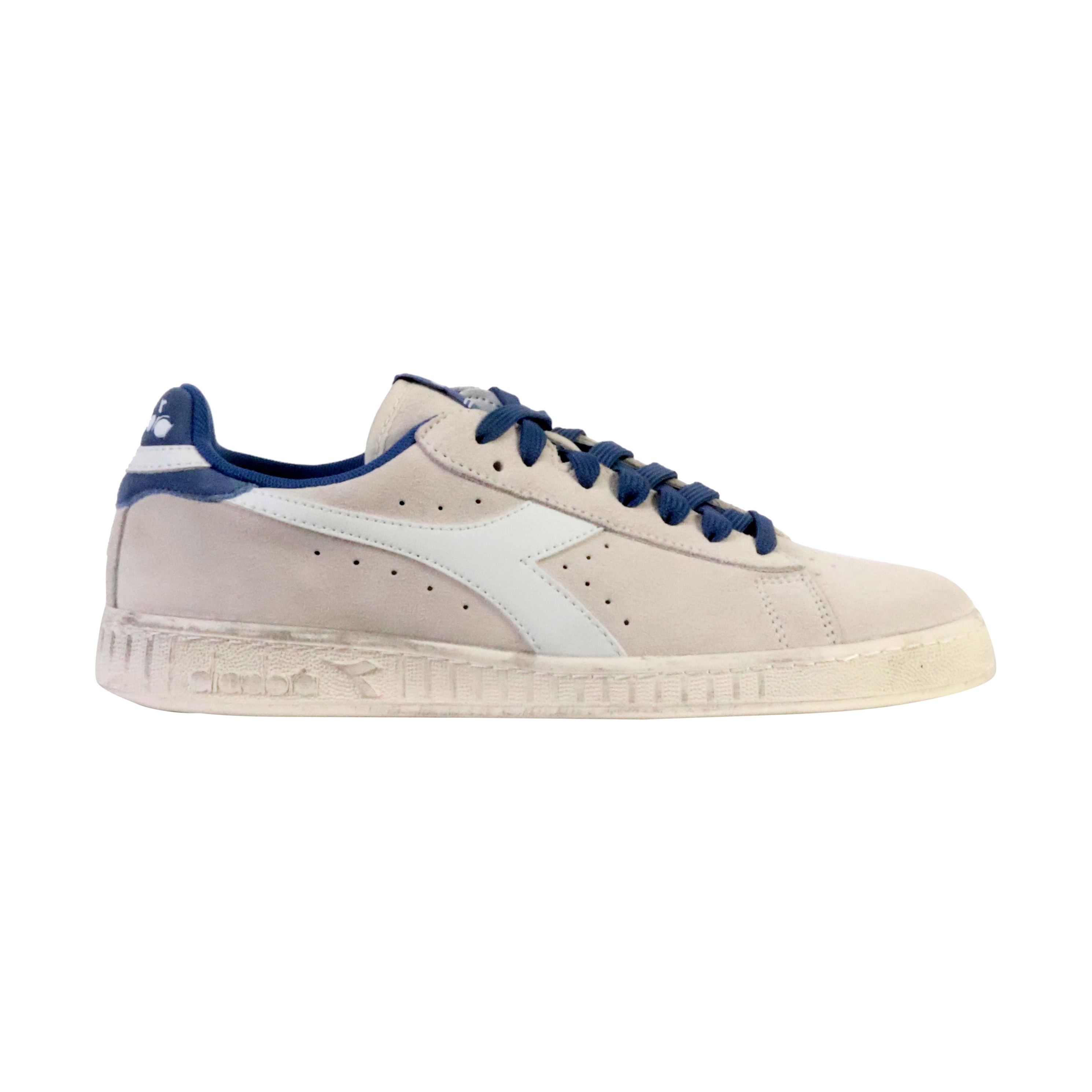 Waxed suede leather low-top sneakers DIADORA White