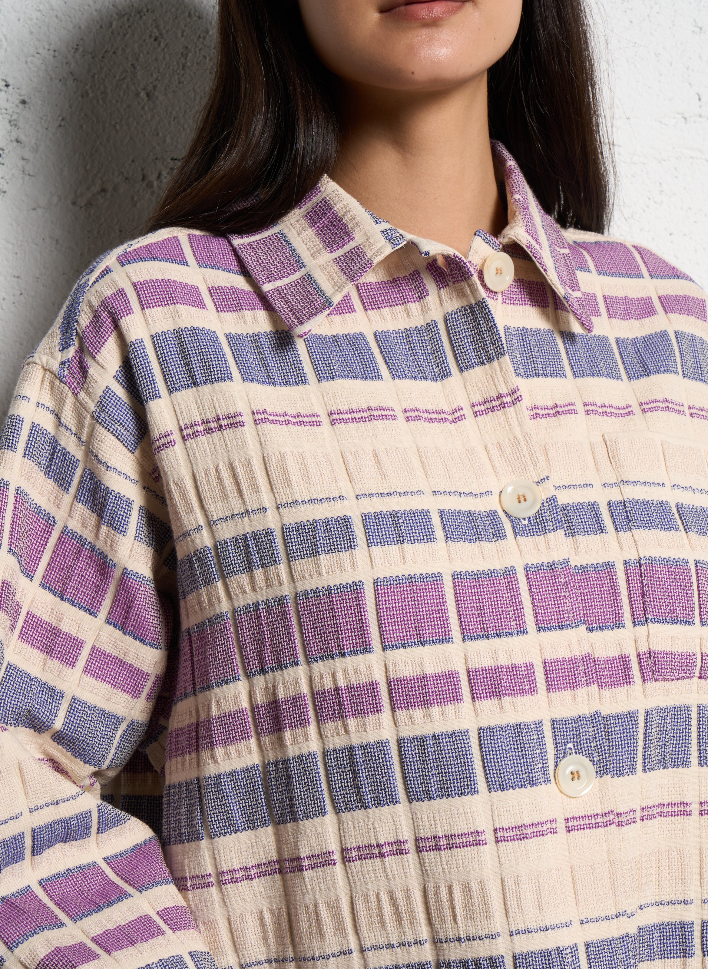 Veste ample col classique en coton mélangé TINSELS Bleu