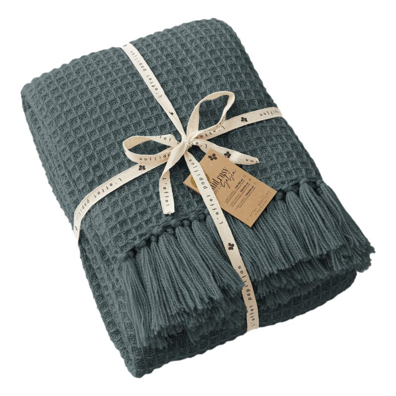 Cotton gauze bedspread or end-of-bed throw L'EFFET PAPILLON Grey