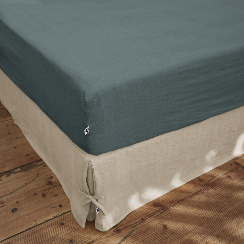 Fitted sheet "soline" all sizes washed linen L'EFFET PAPILLON