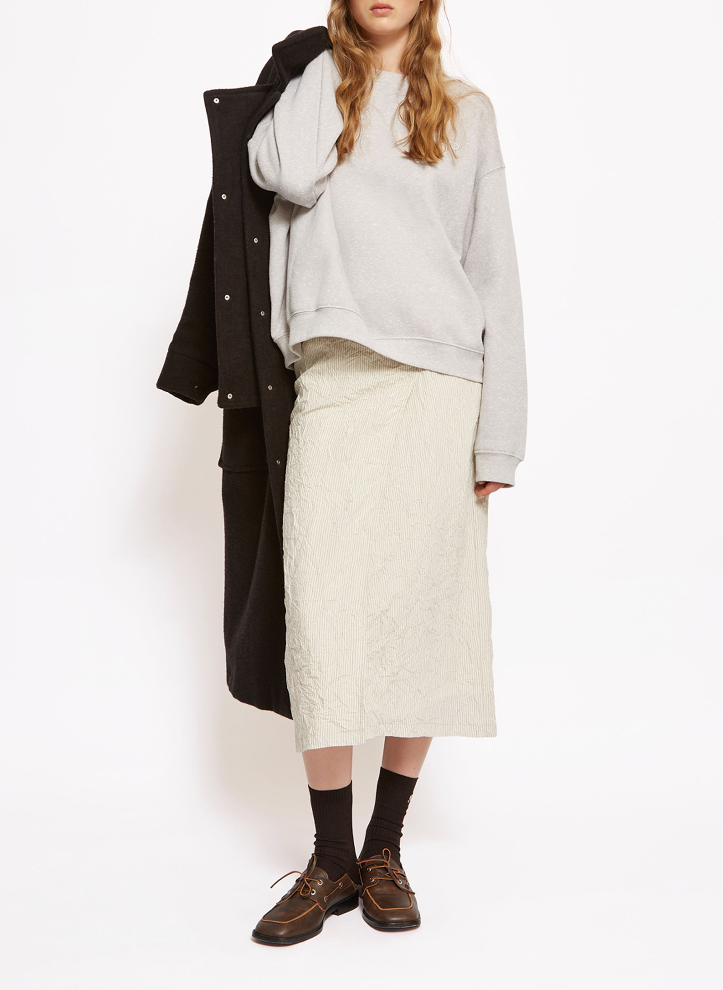 Manteau mi-long à capuche écharpe uni ROSEANNA Marron