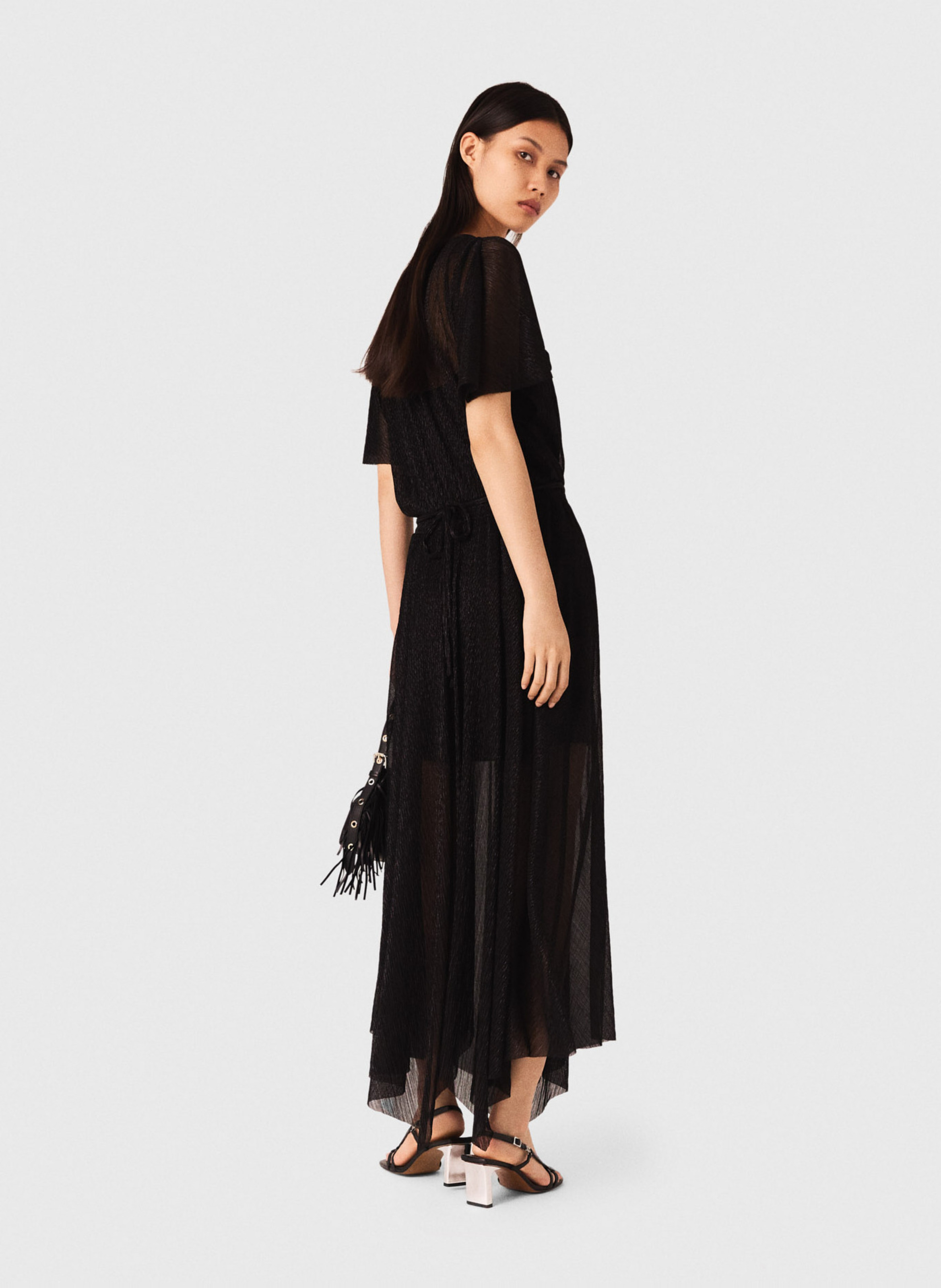 Long dress with round sequined collar MAJE Black