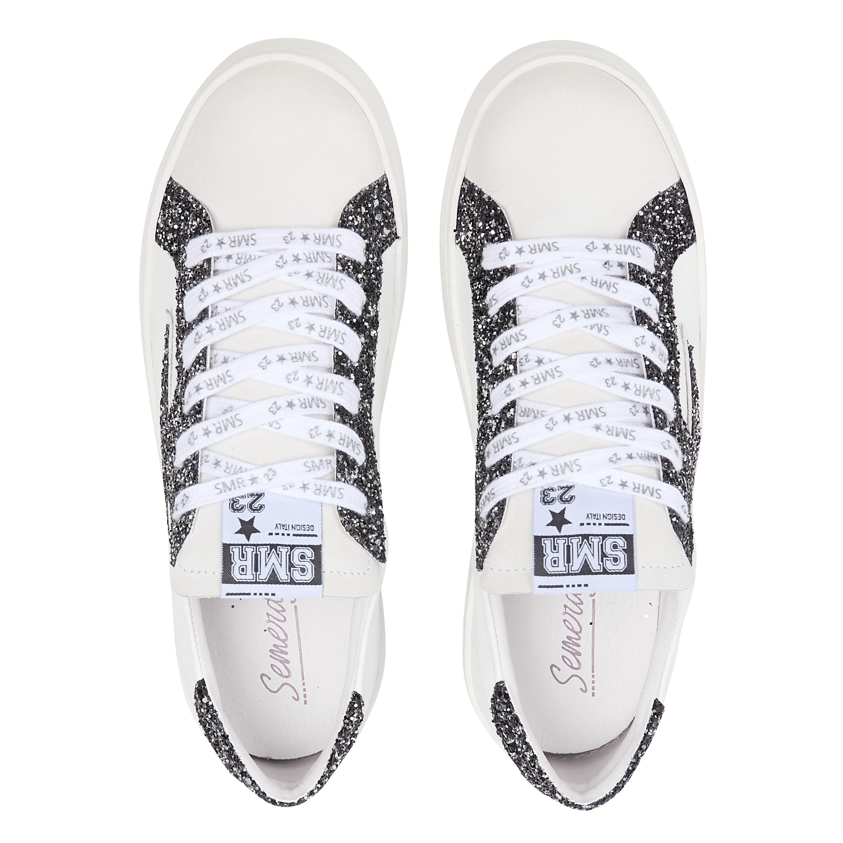 Low-top leather mix sneakers SEMERDJIAN - SMR White