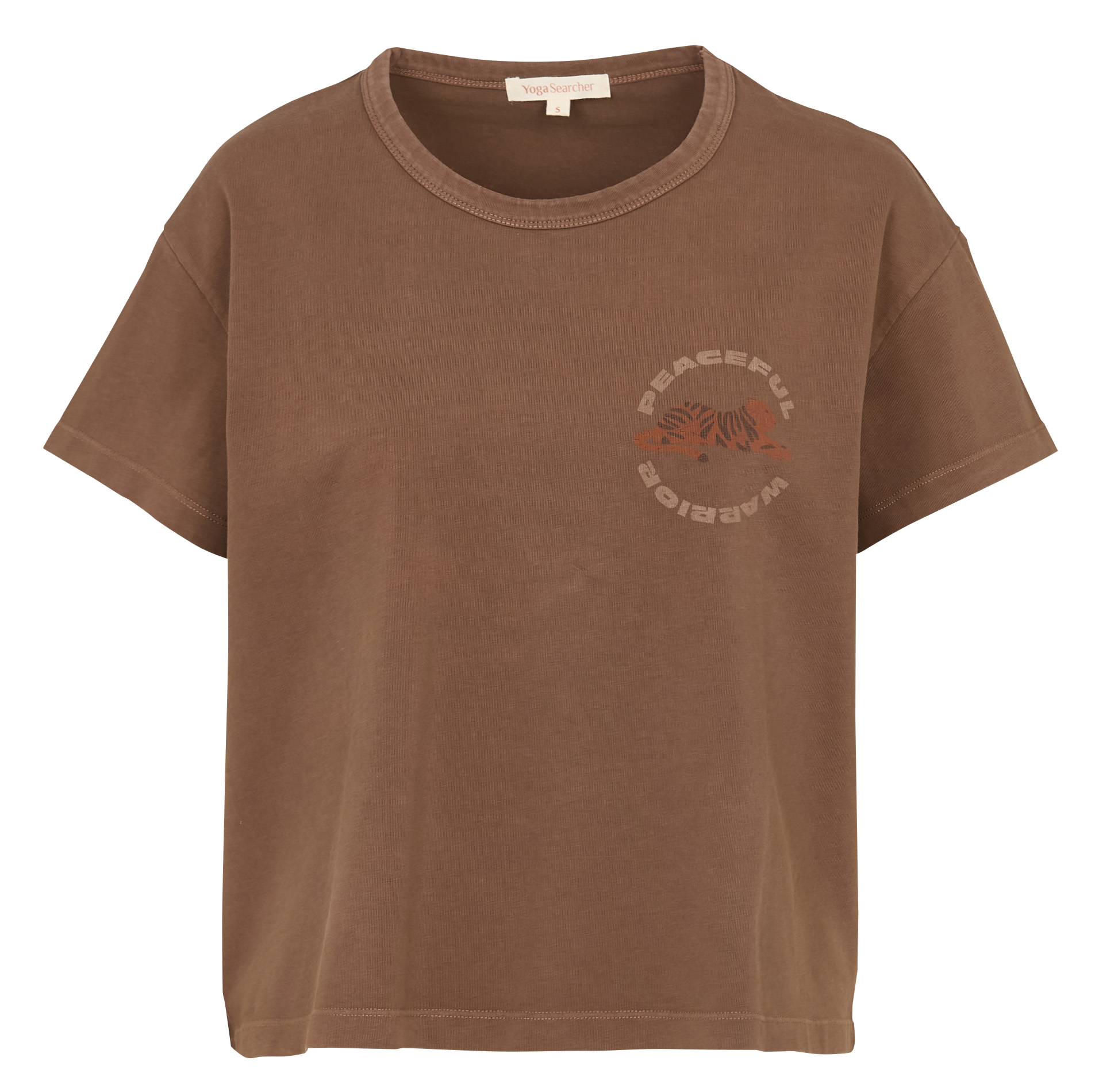 Tee-shirt droit col rond imprimé  YOGA SEARCHER Marron