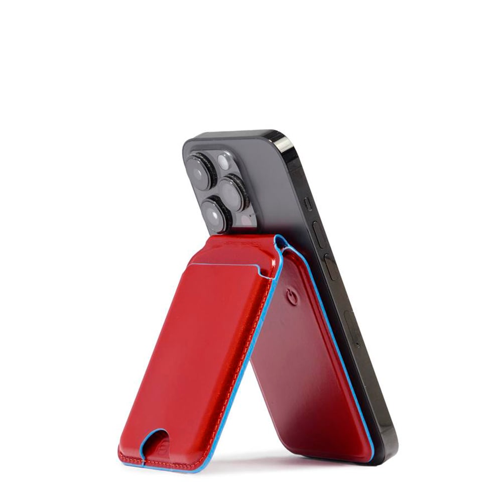 Magsafe leather wallet with rechargeable tracker PIQUADRO