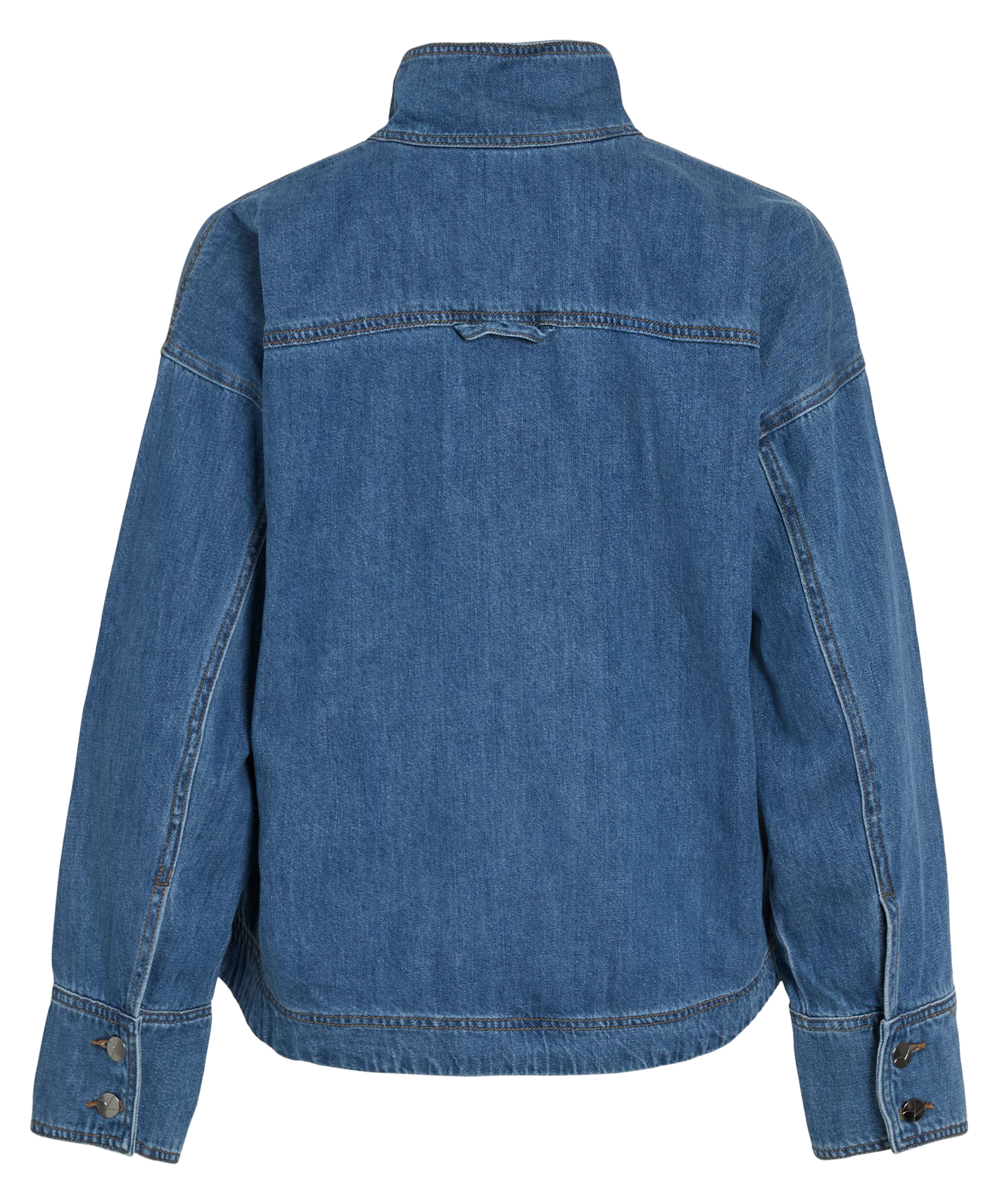 Gerade geschnittenes Top aus Baumwoll-Mix mit Stehkragen ROUGE EDIT Blau